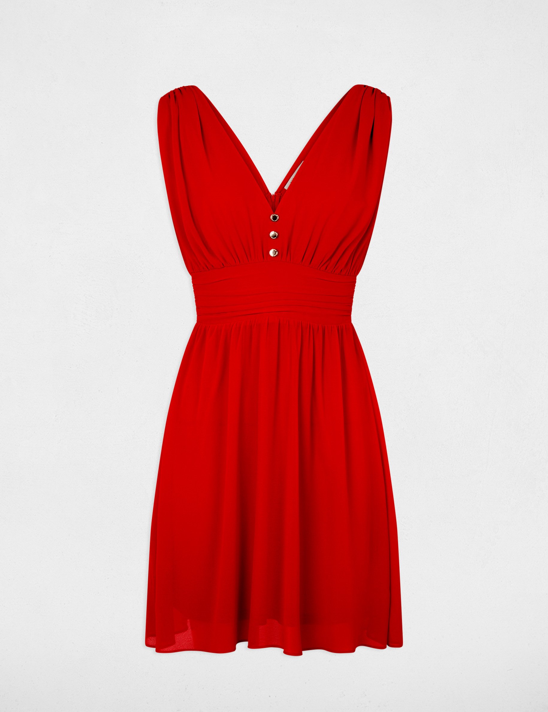 Robe courte &eacute;vas&eacute;e fluide rouge femme