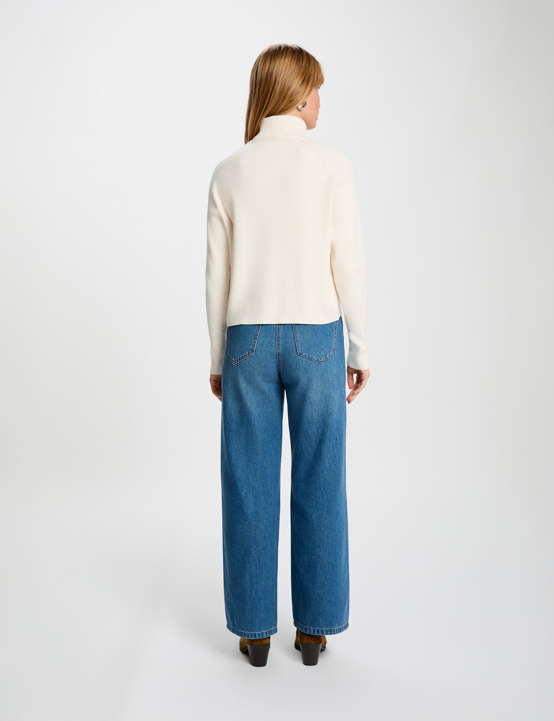 pull manches longues effet croise ivoire femme Pull manches longues effet croisé ivoire femme
