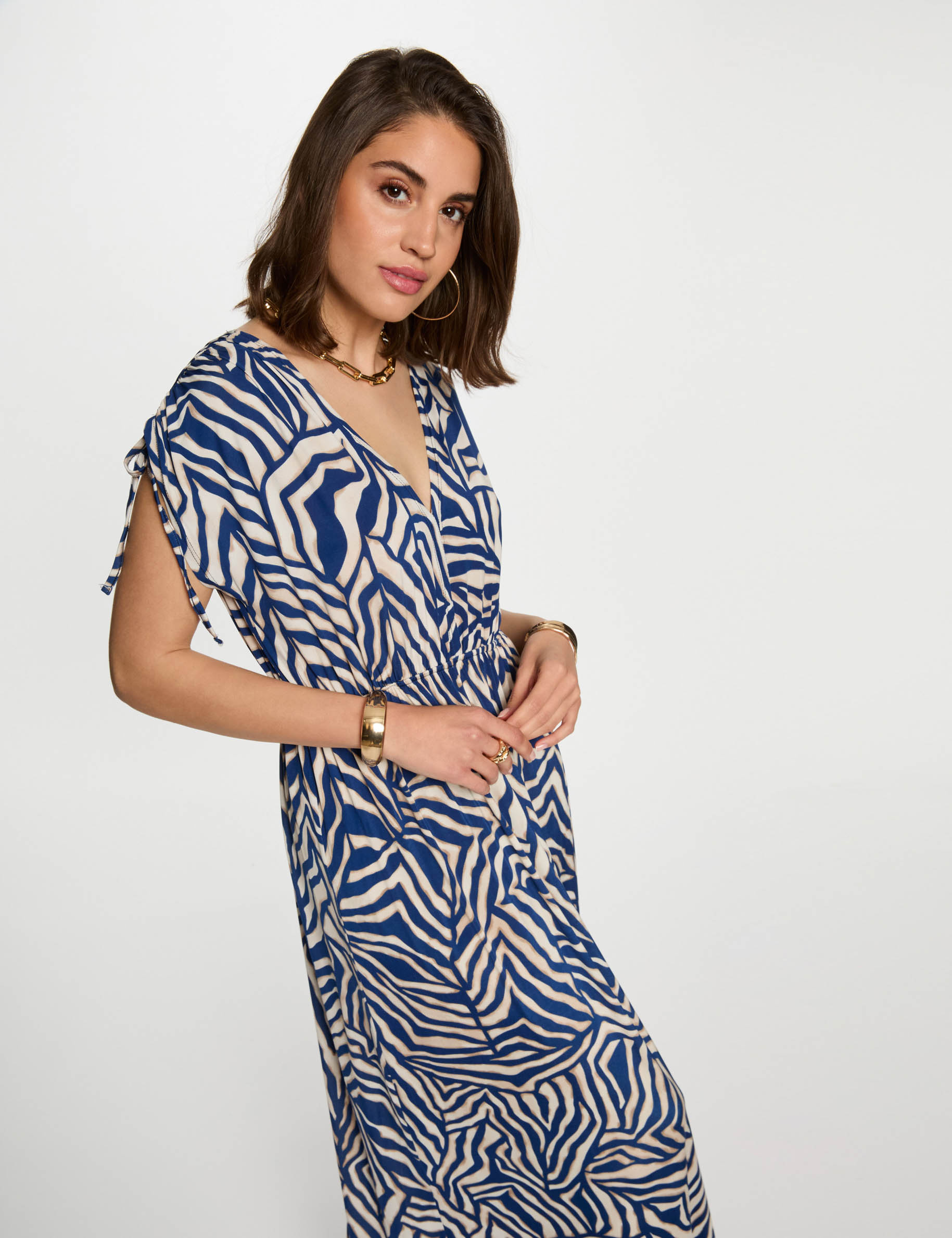 lange rechte jurk met print meerkleurig vrouw Lange rechte jurk met print meerkleurig vrouw