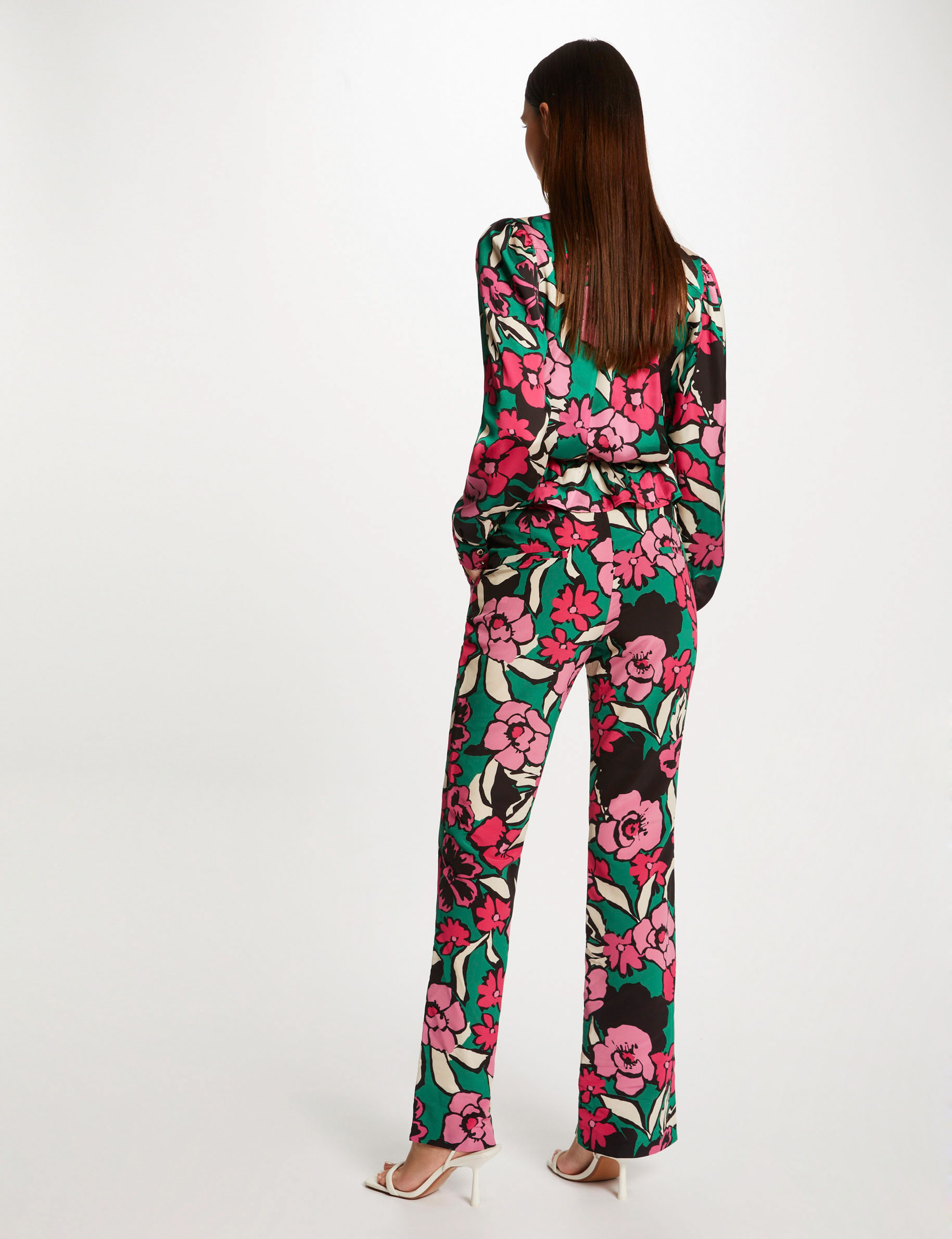 Pantalon droit imprimé floral multico femme