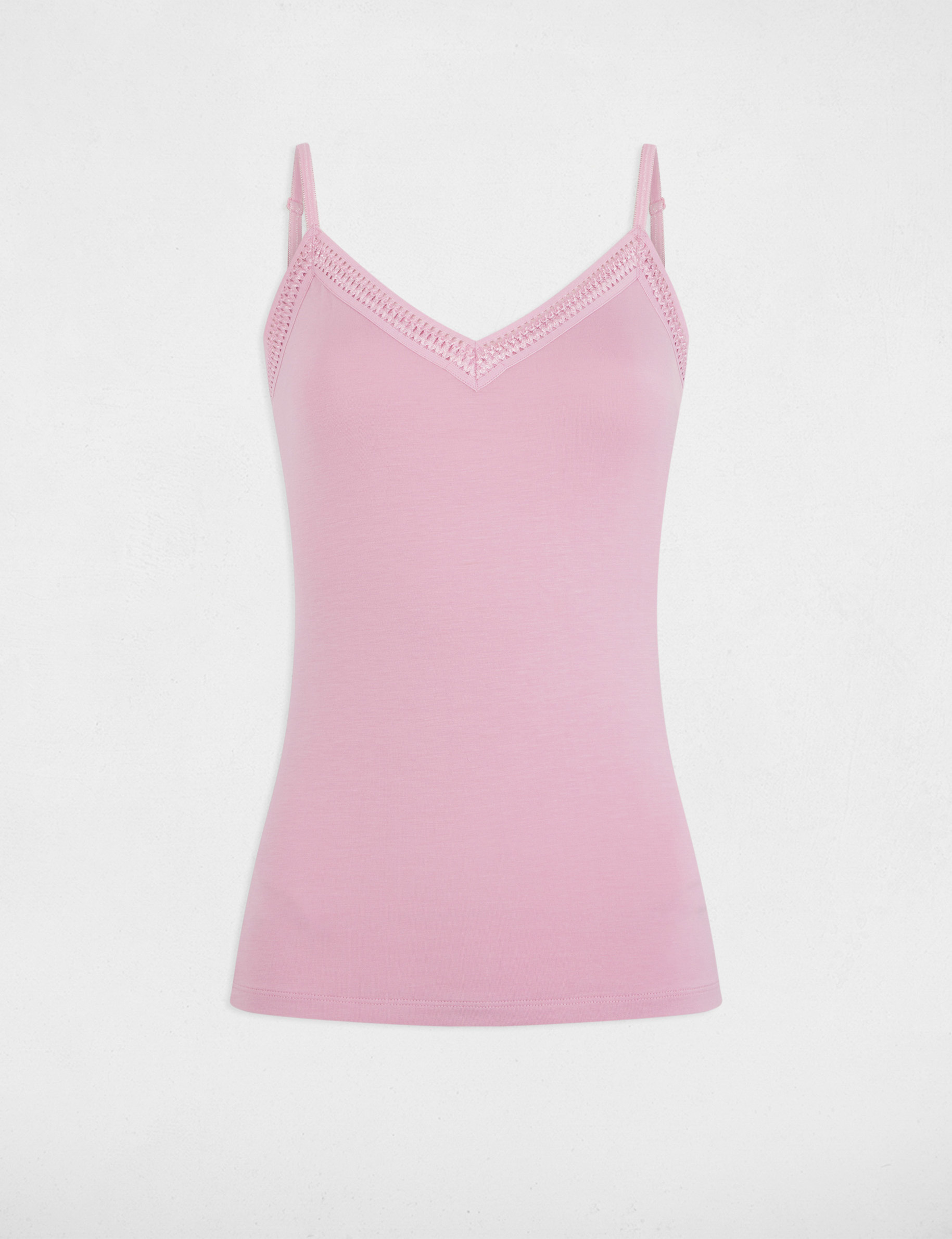 tanktop met dunne bandjes kant pastelroze vrouw Tanktop met dunne bandjes kant pastelroze vrouw