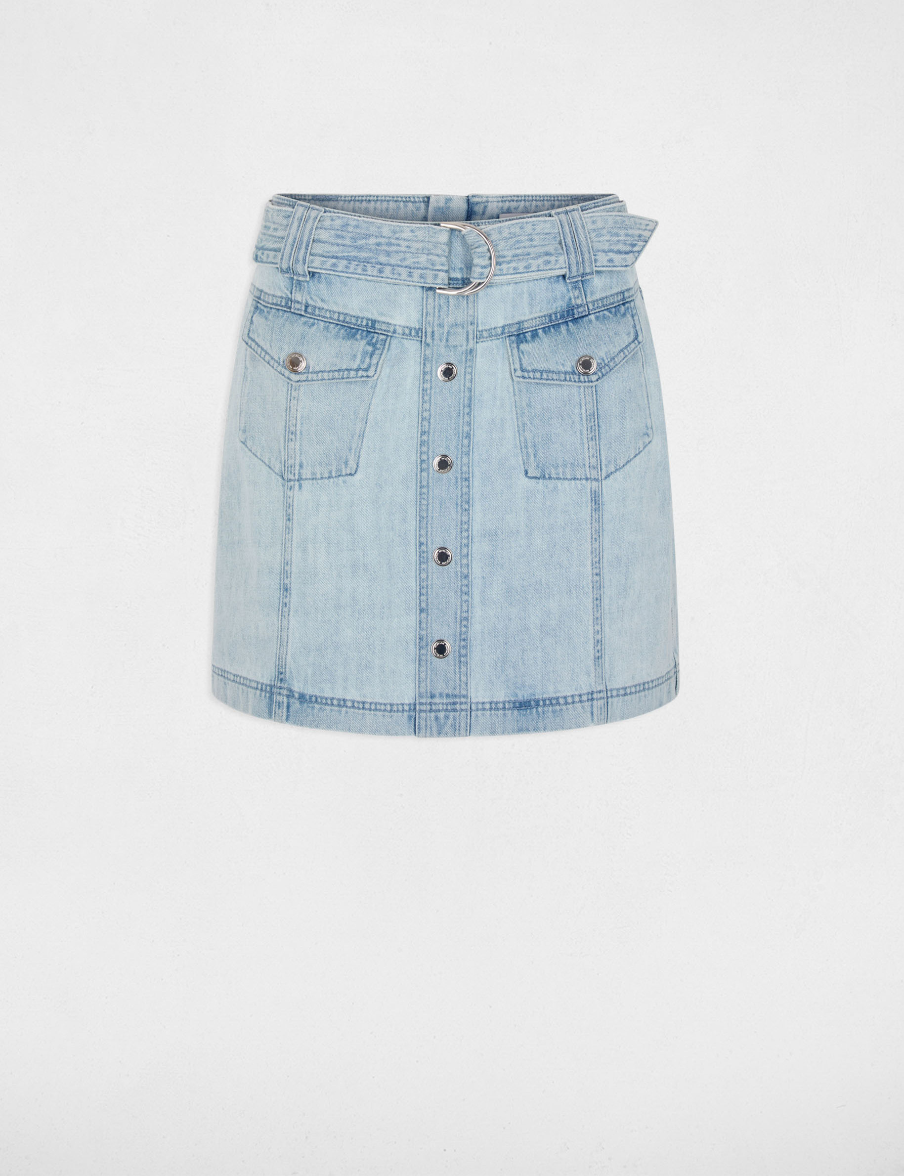 Korte jeansrok gebleekt denim vrouw