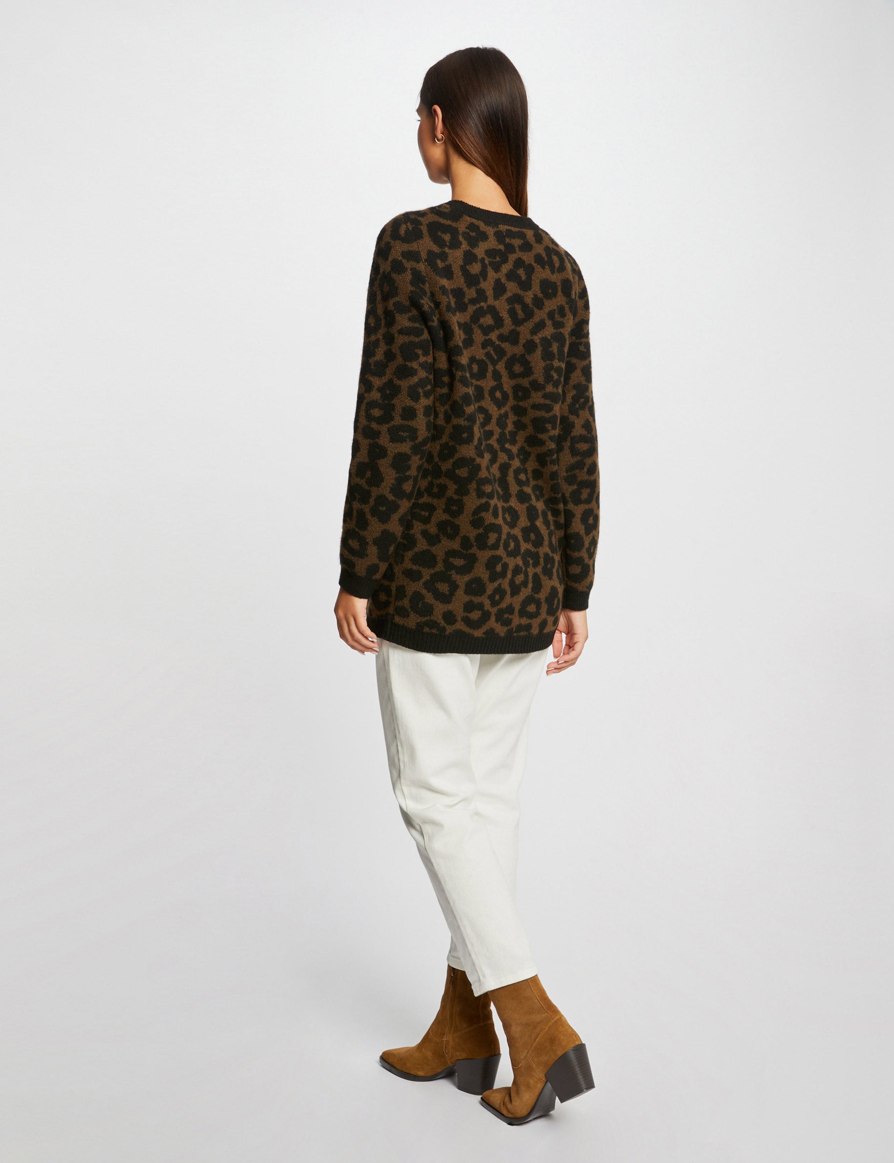 Halflang vest met luipaardprint zwart vrouw