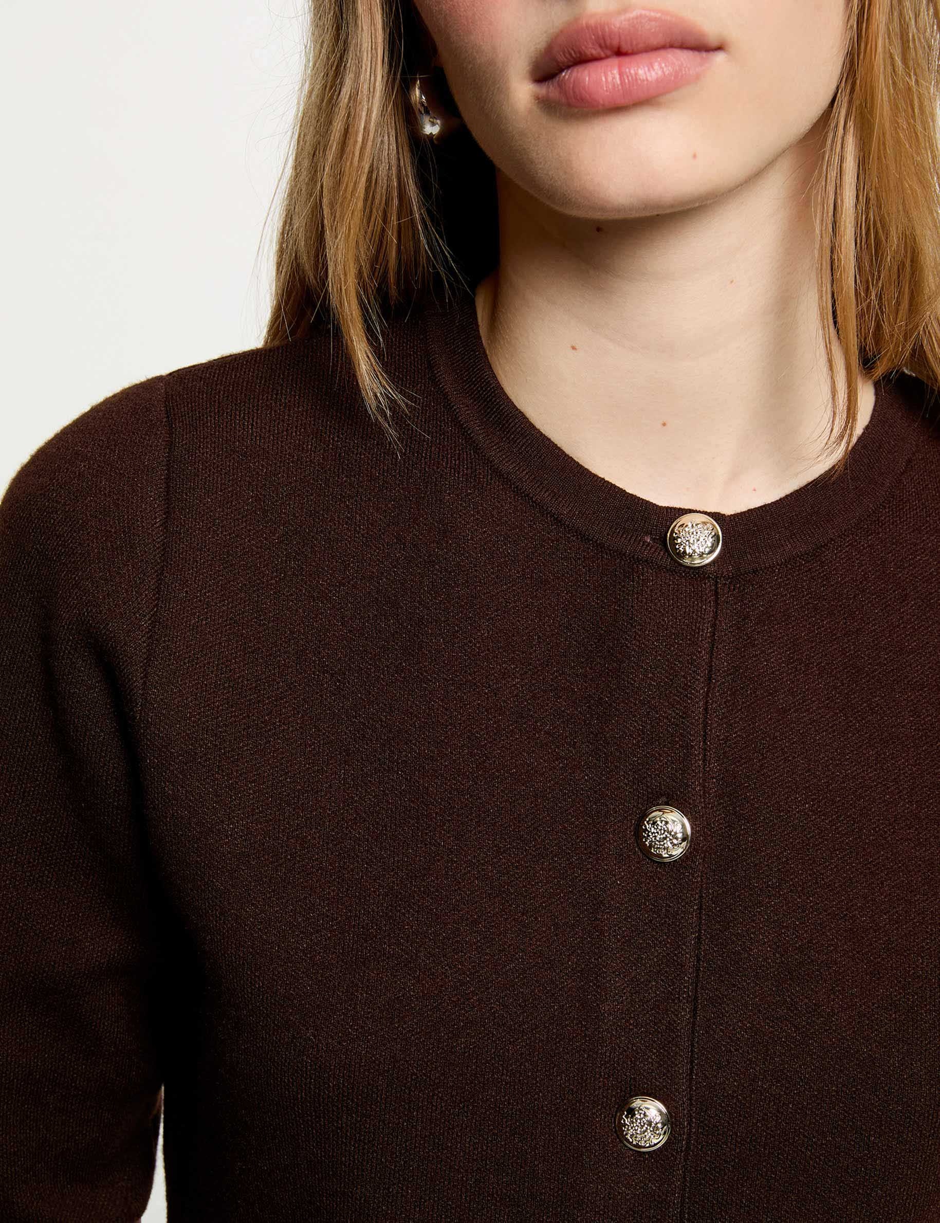 Vest met ronde hals donker bruin vrouw