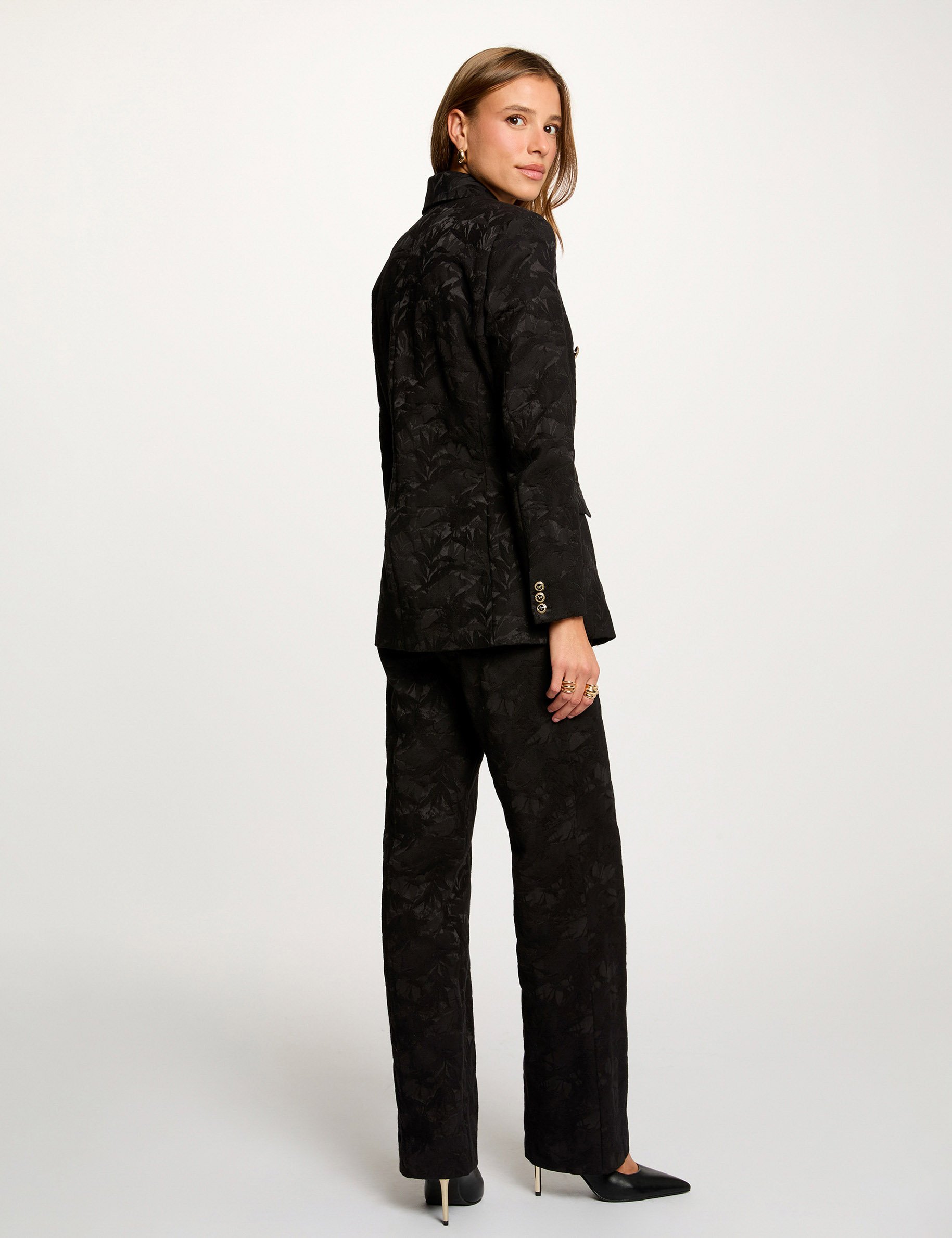 veste jacquard ajustee noir femme Veste jacquard ajustée noir femme