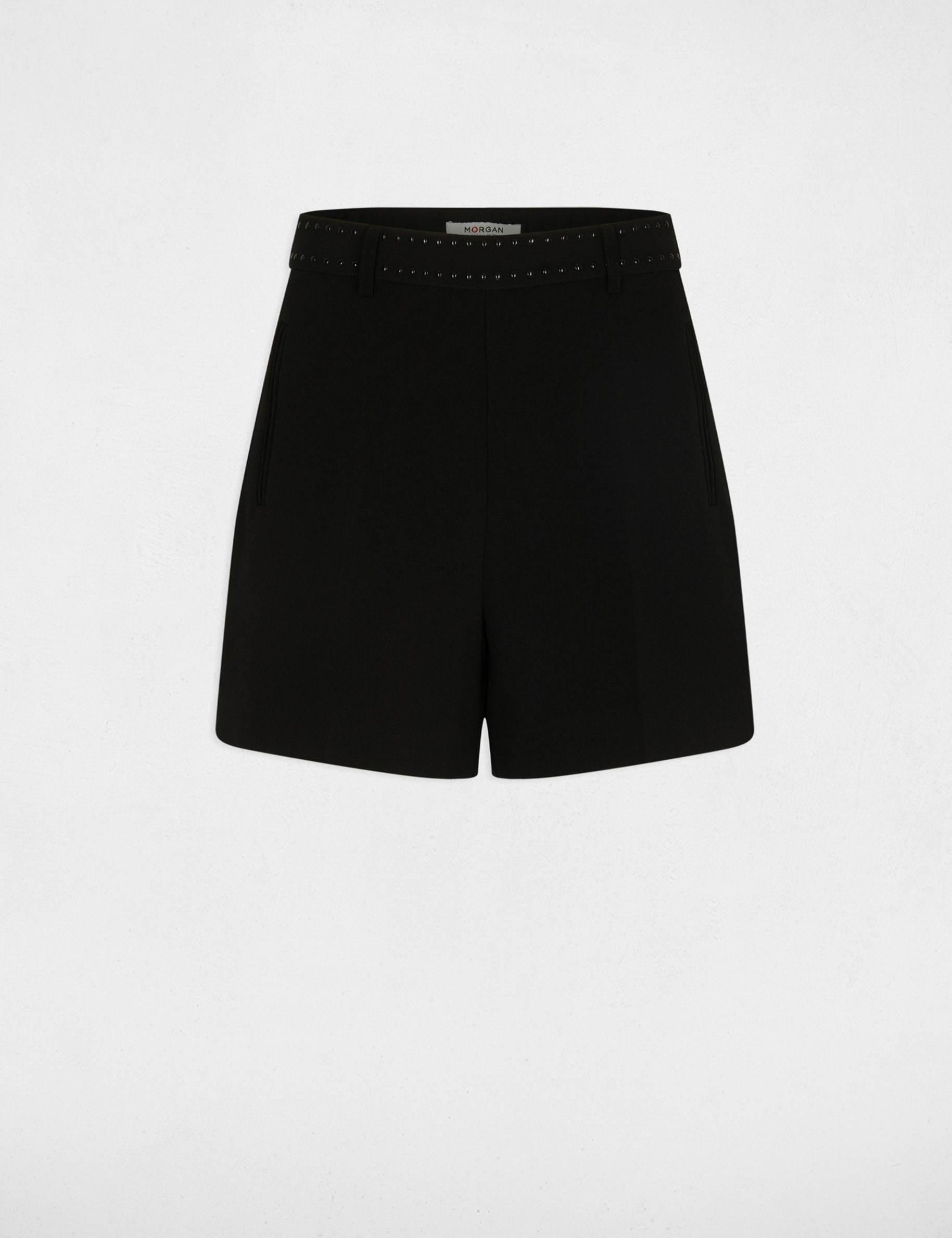 Short taille haute clouté noir femme
