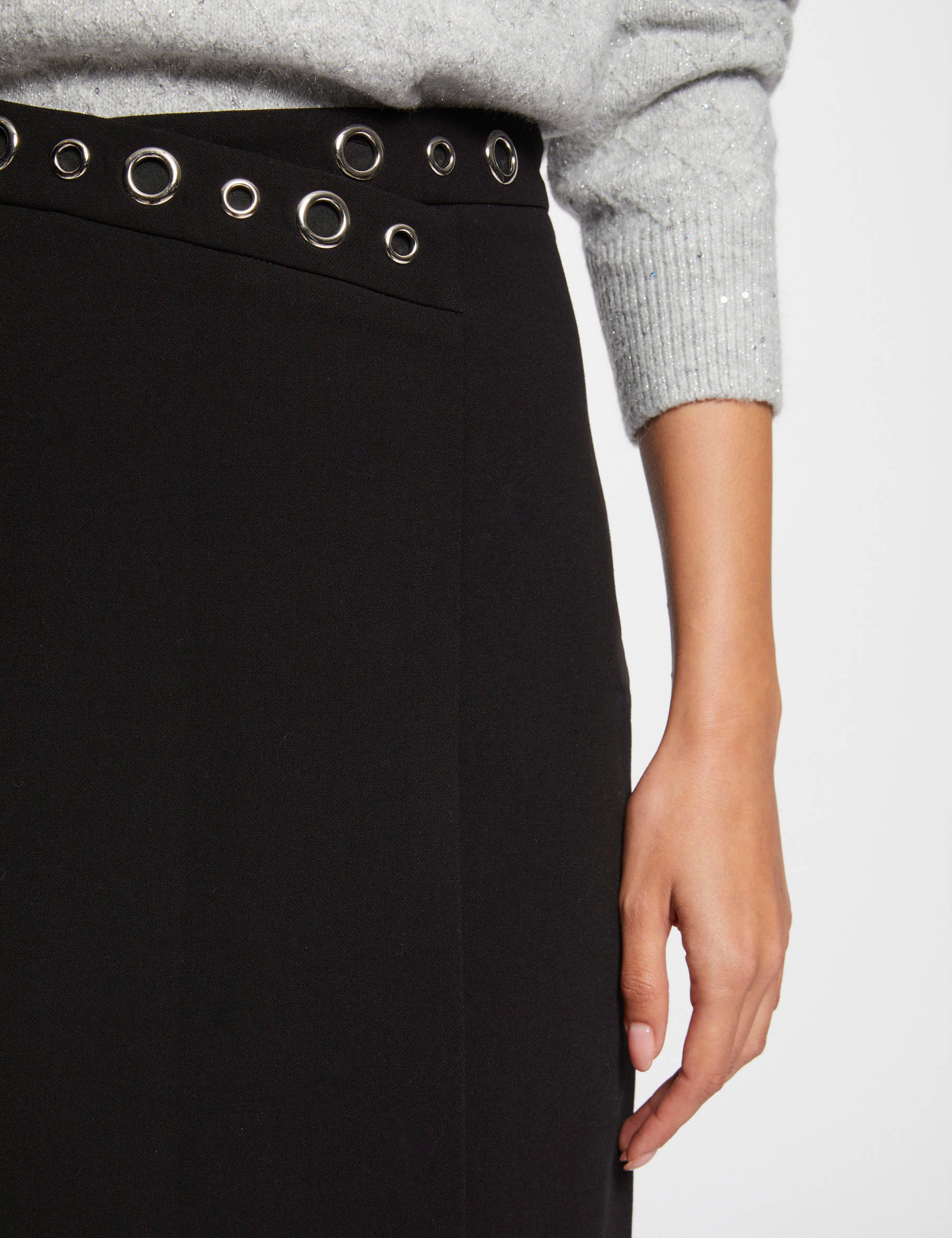 jupe courte details oeillets noir femme Jupe courte détails oeillets noir femme