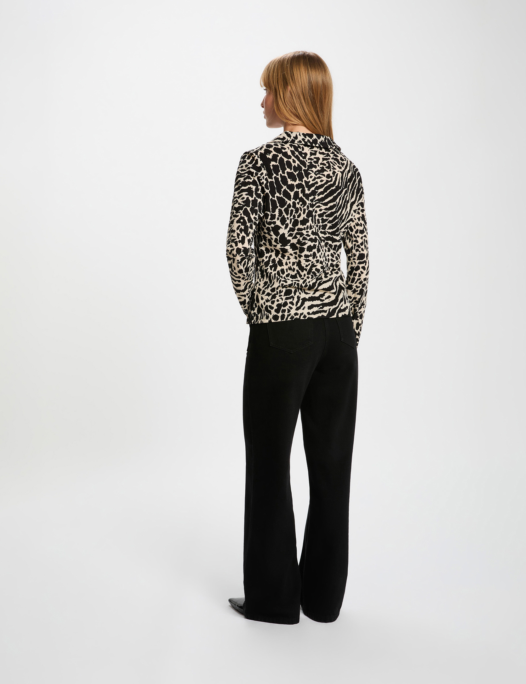 Chemise ajustée col à revers multicolore femme