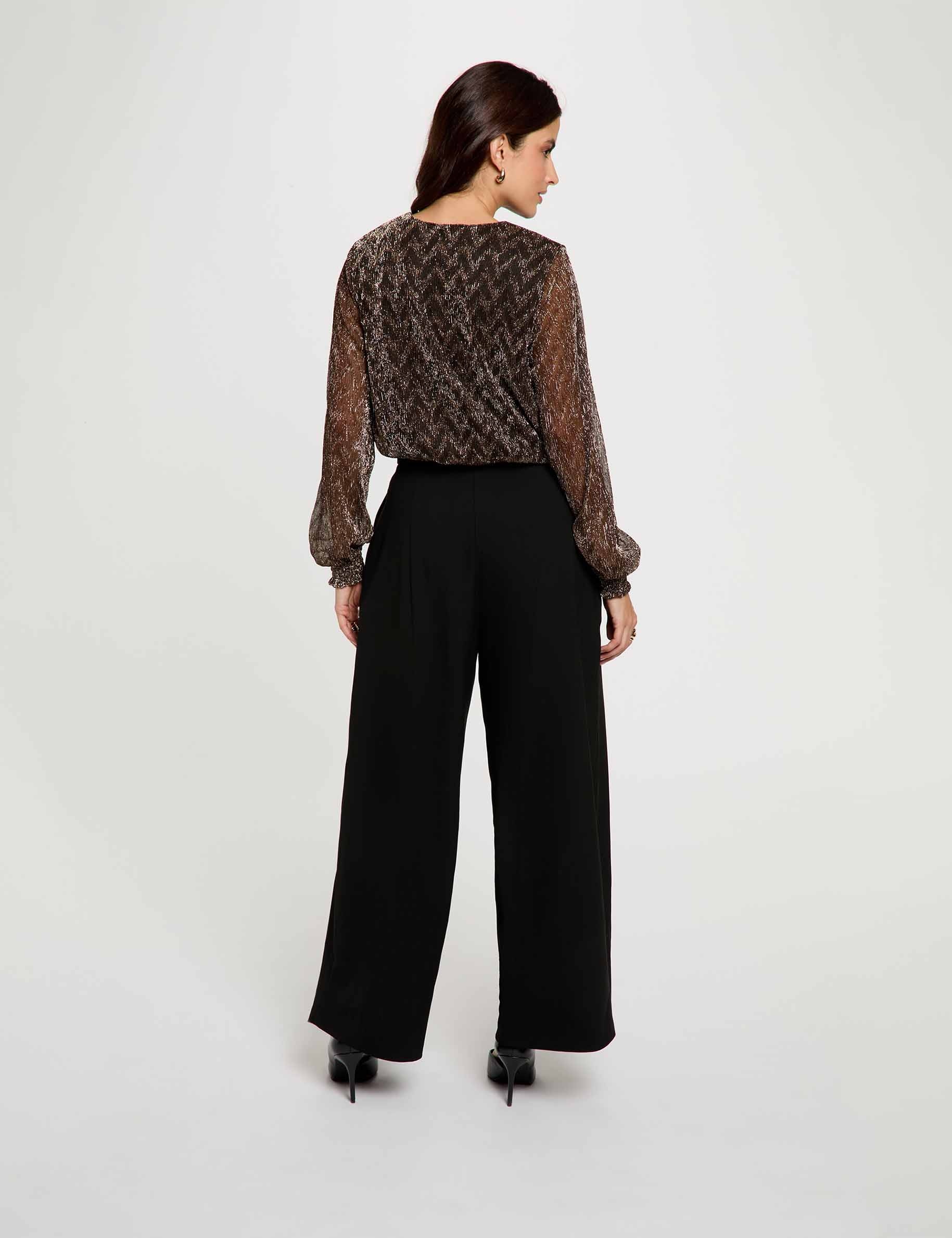 V-hals T-shirt met lange mouwen kleur bronze vrouw