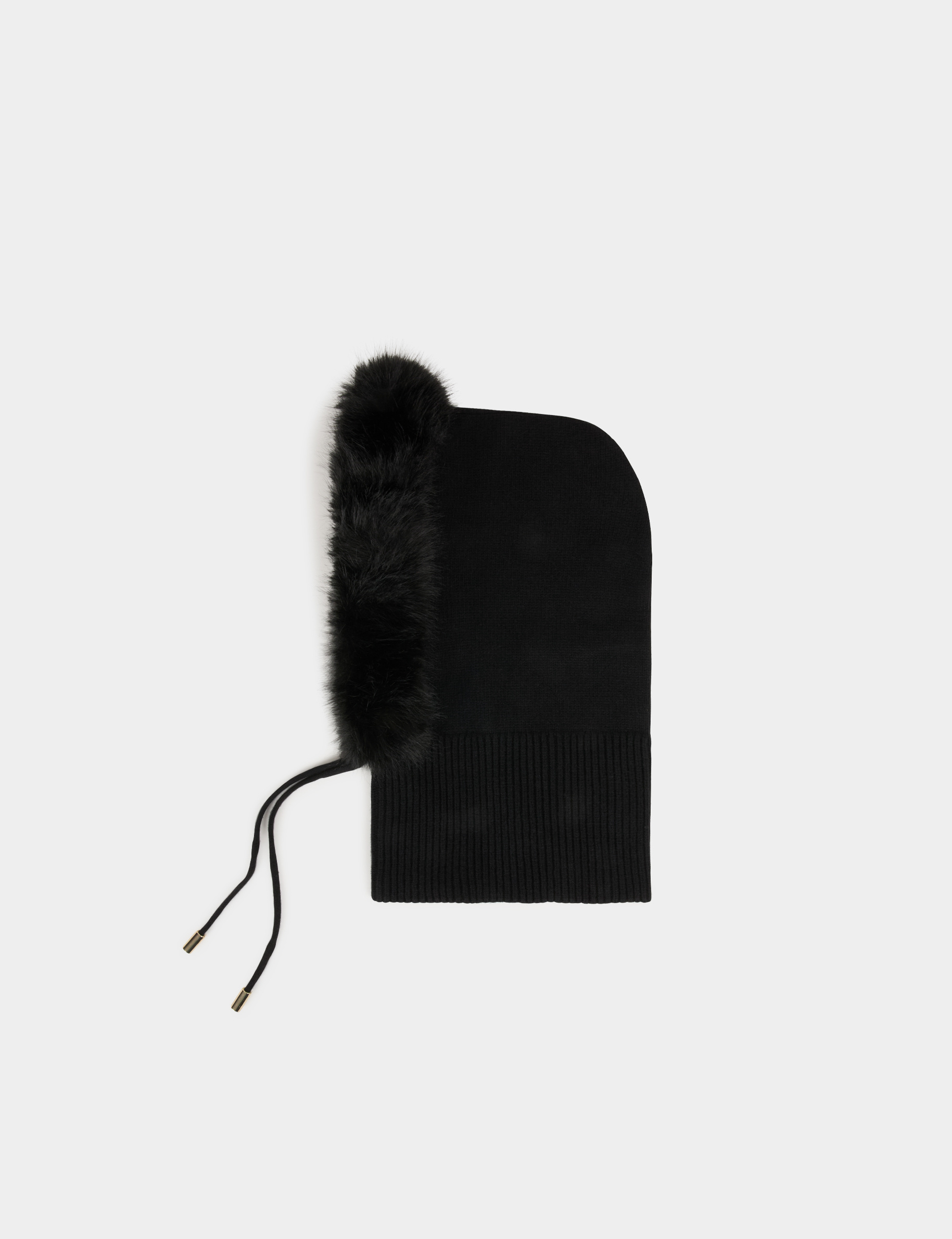 Cagoule bord fausse fourrure noir femme