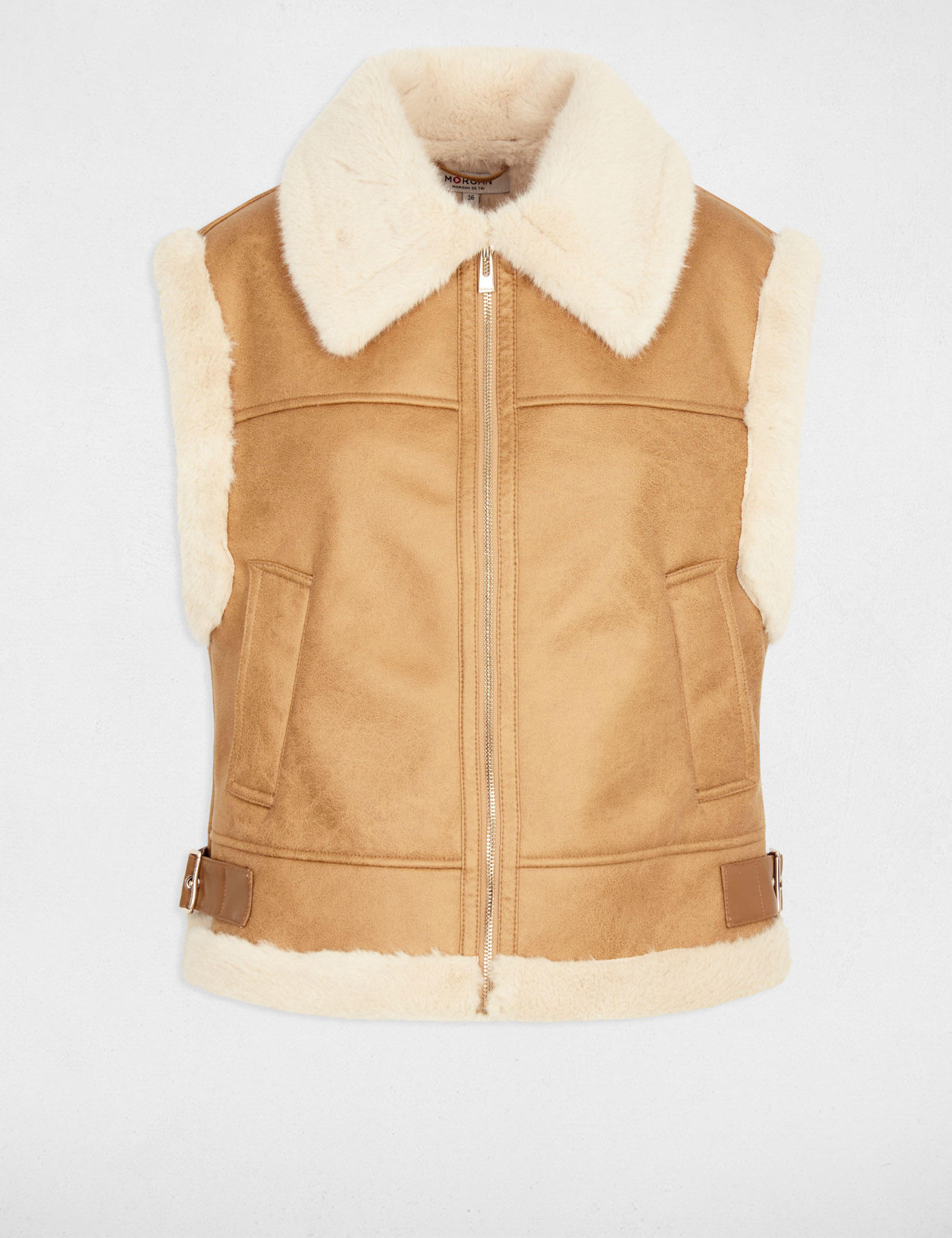 Gilet van imitatiebont camel vrouw