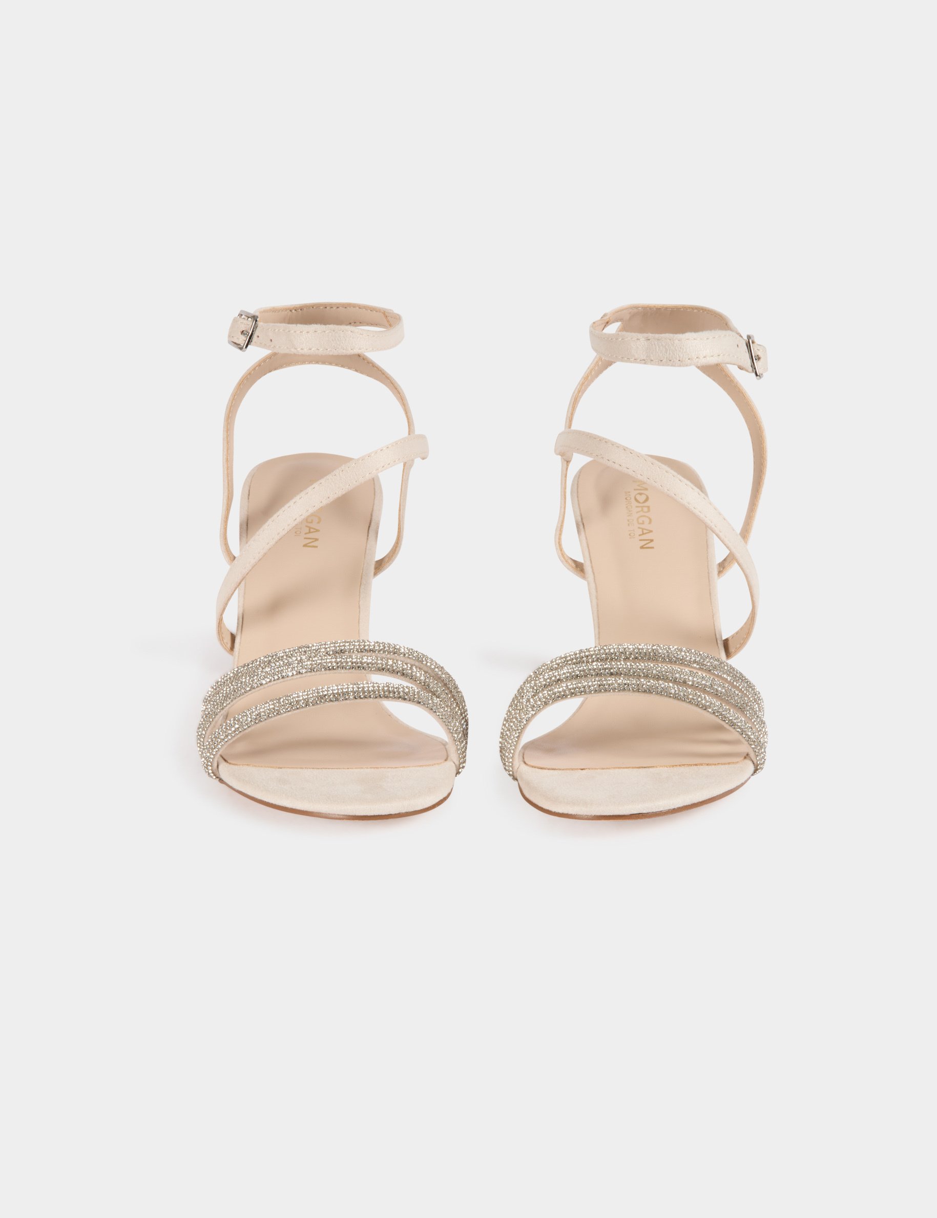 Sandalen met strass beige vrouw