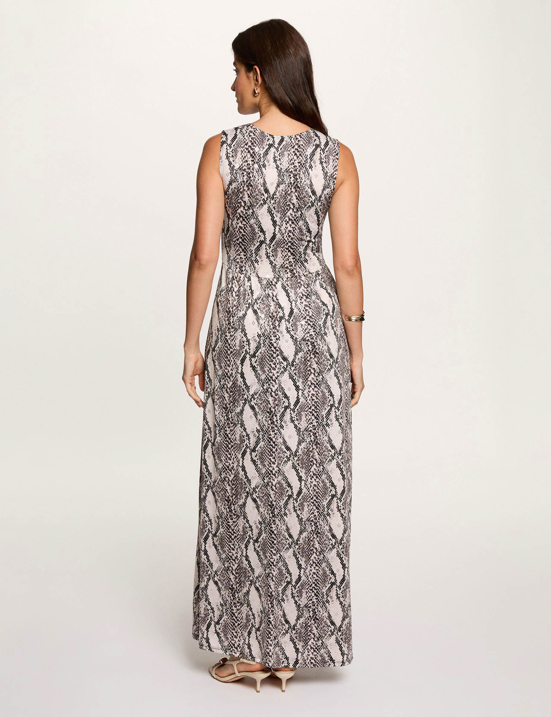 Robe longue d&eacute;collet&eacute; multicolore femme