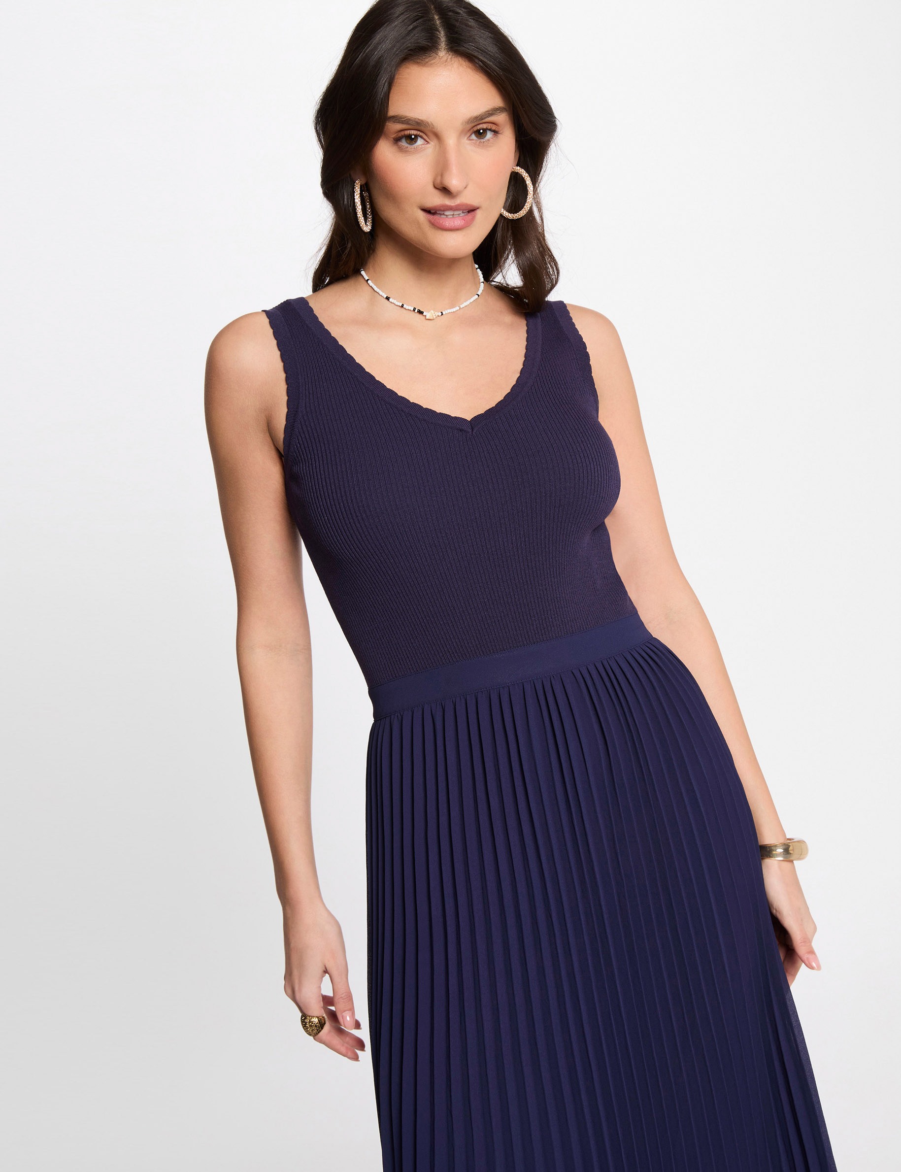 robe tricot longue cintree bleu marine femme Robe tricot longue cintrée bleu marine femme