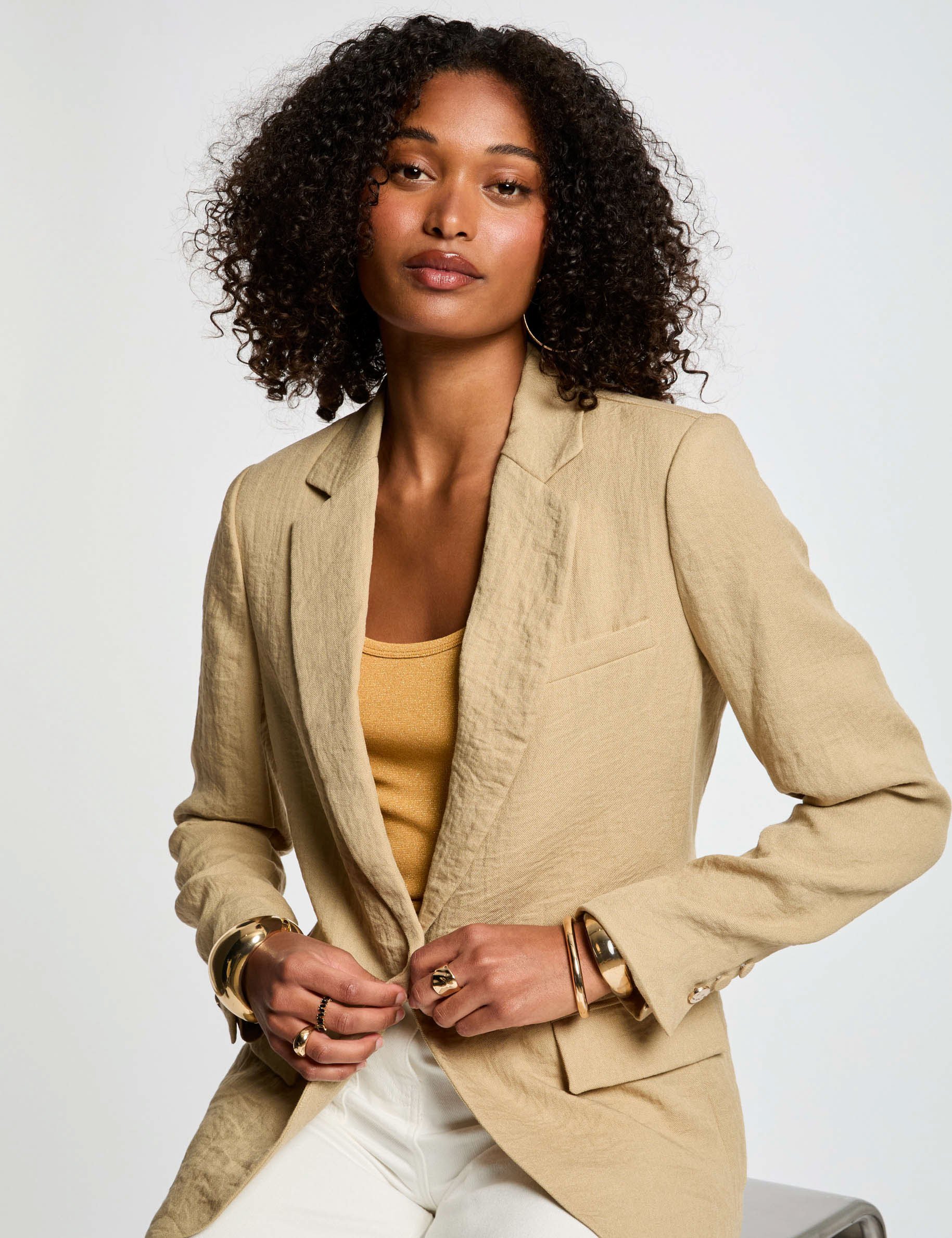 veste courte fluide beige femme Veste courte fluide beige femme