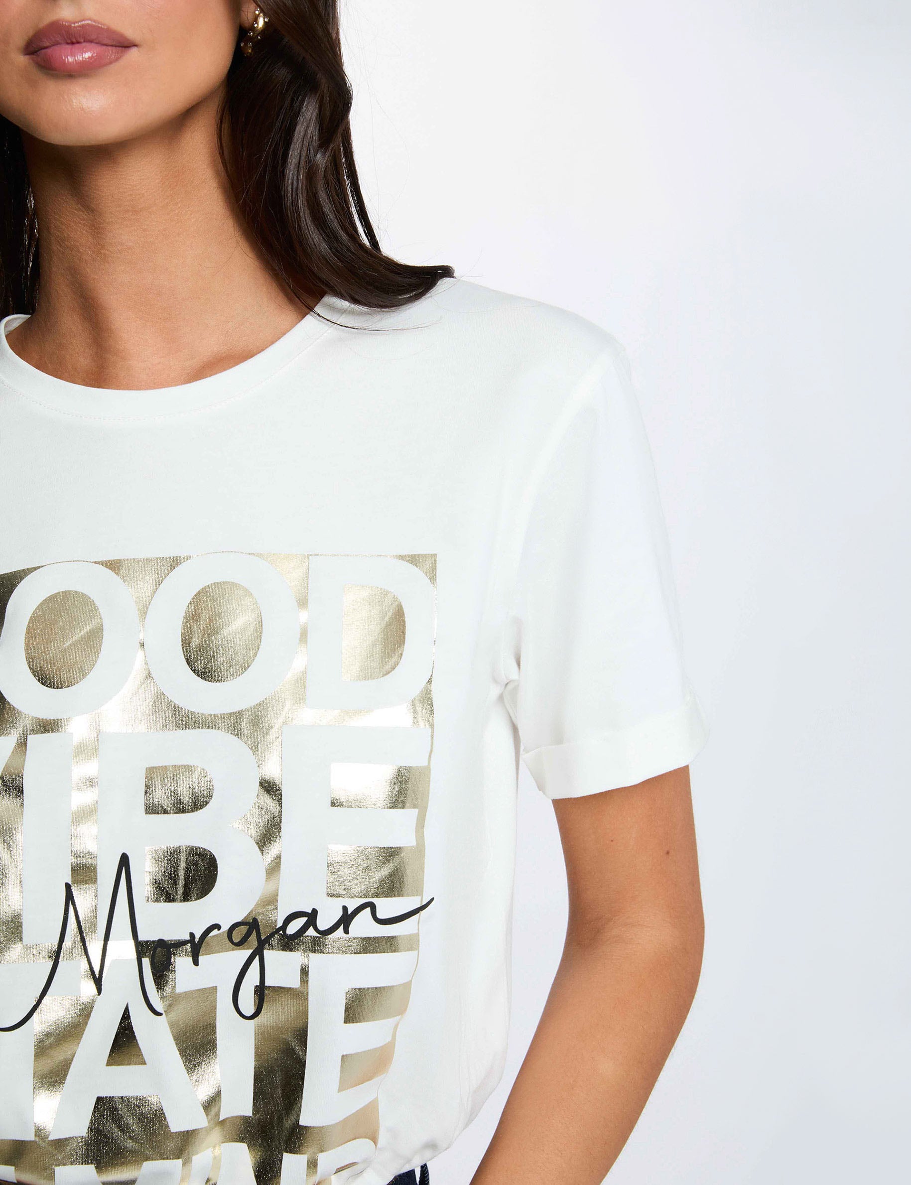 T-shirt col rond blanc femme