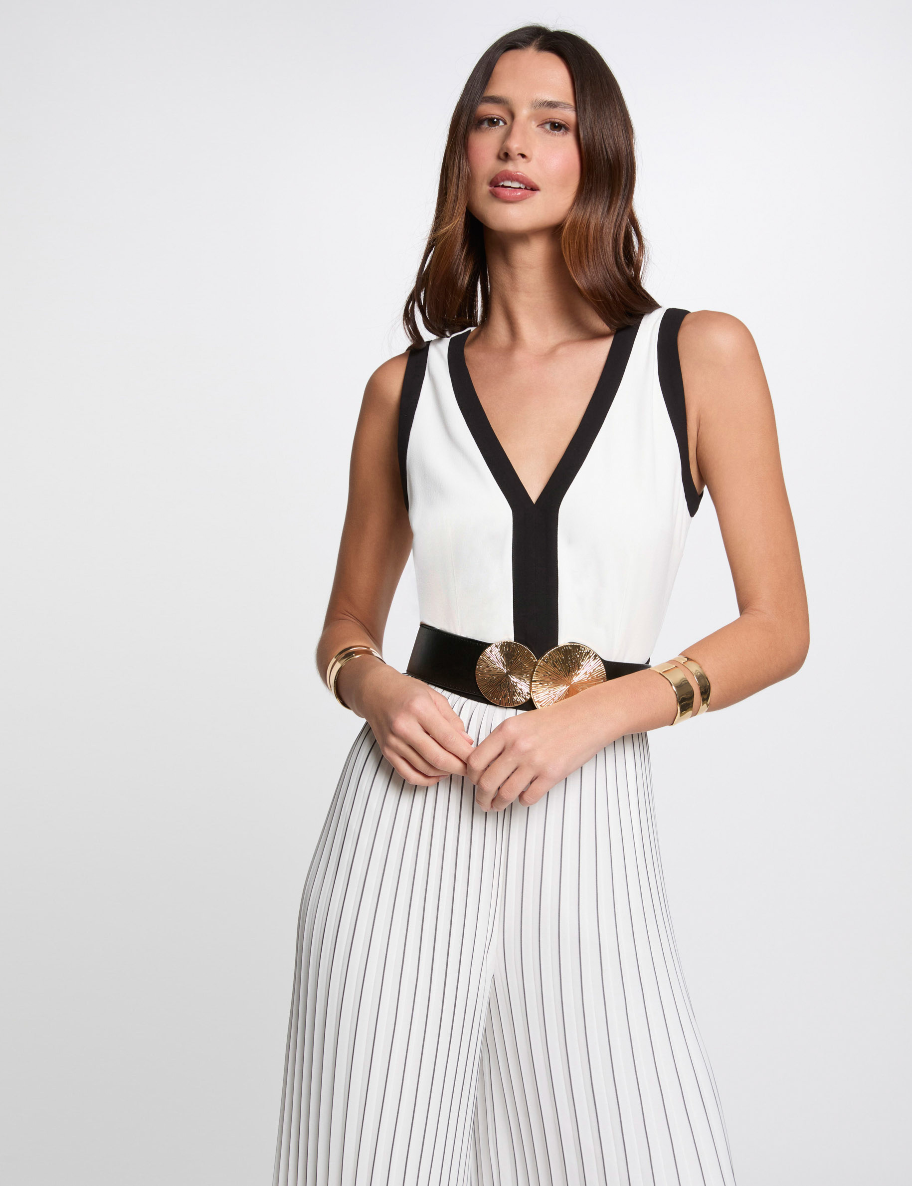combinaison longue plissee blanc femme Combinaison longue plissée blanc femme