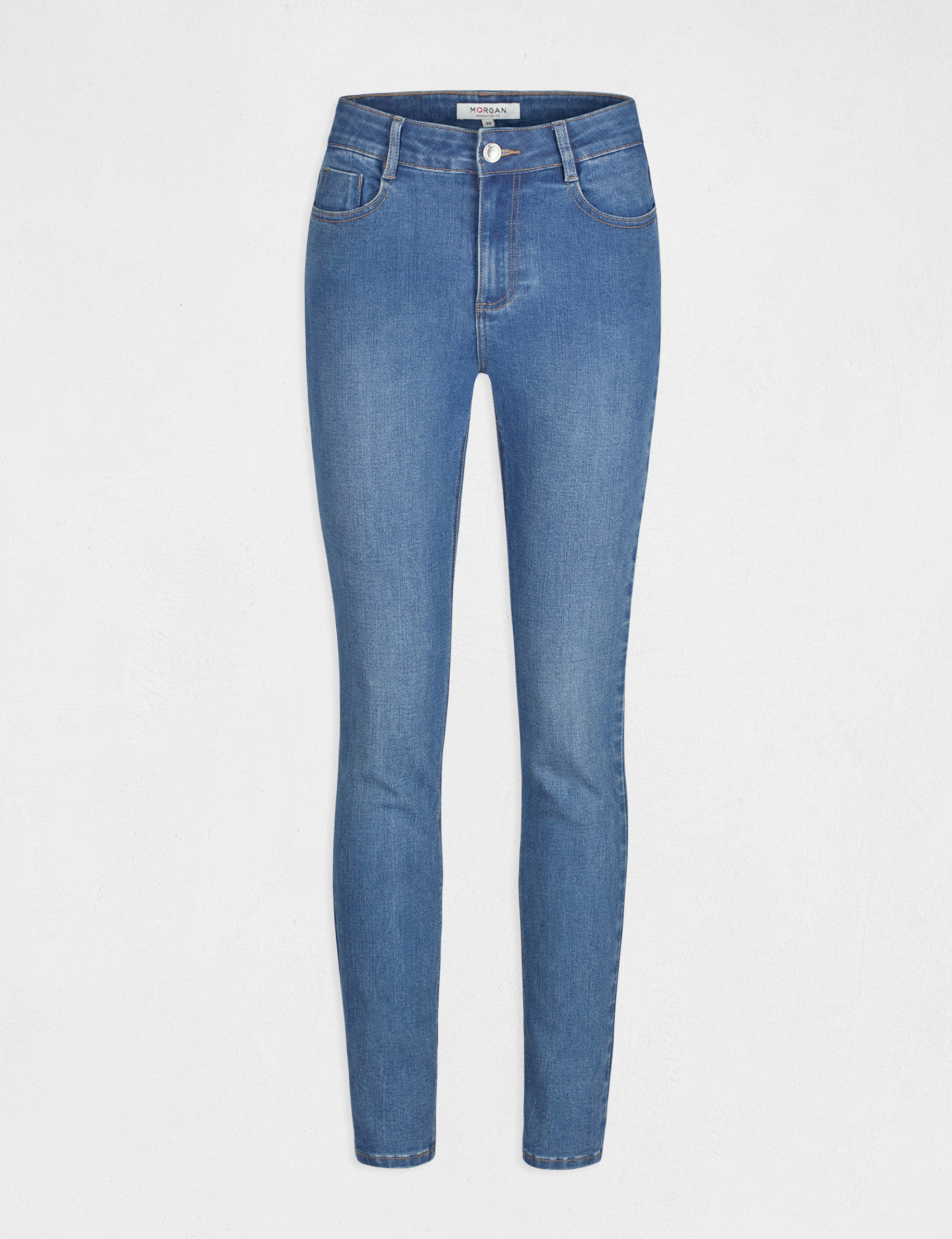 Jeans slim taille haute 7/8&egrave;me jean stone femme