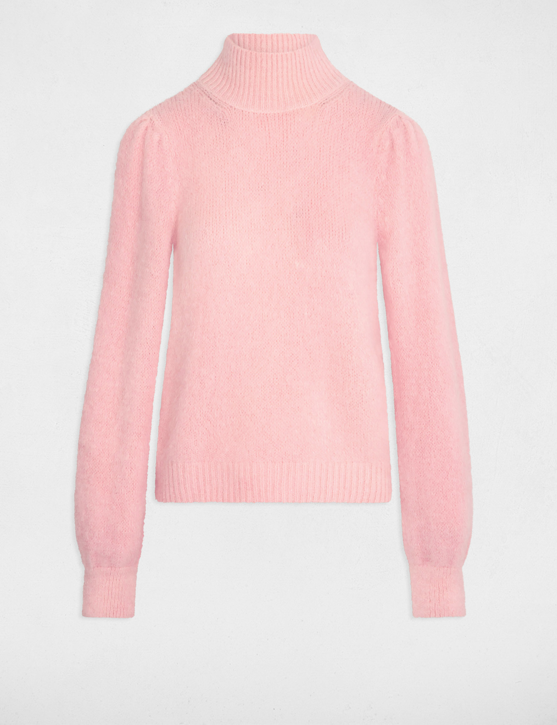 Pull col montant rose femme