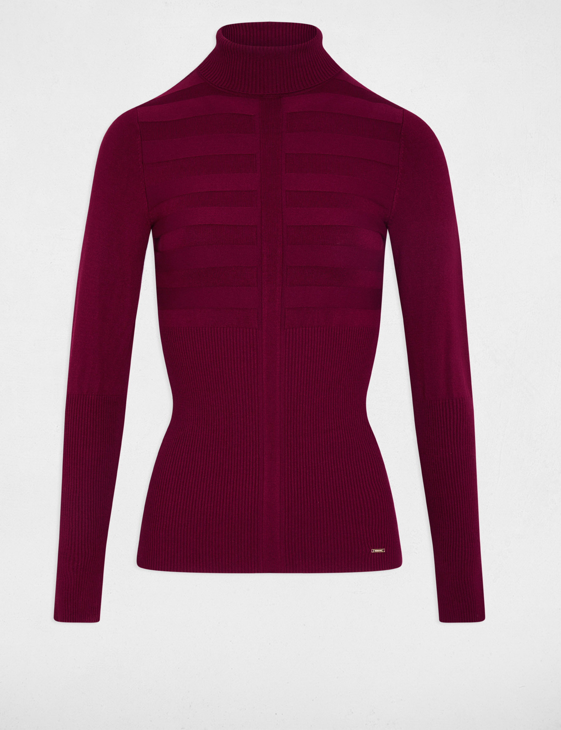 pull col roule ajuste prune femme Pull col roulé ajusté prune femme