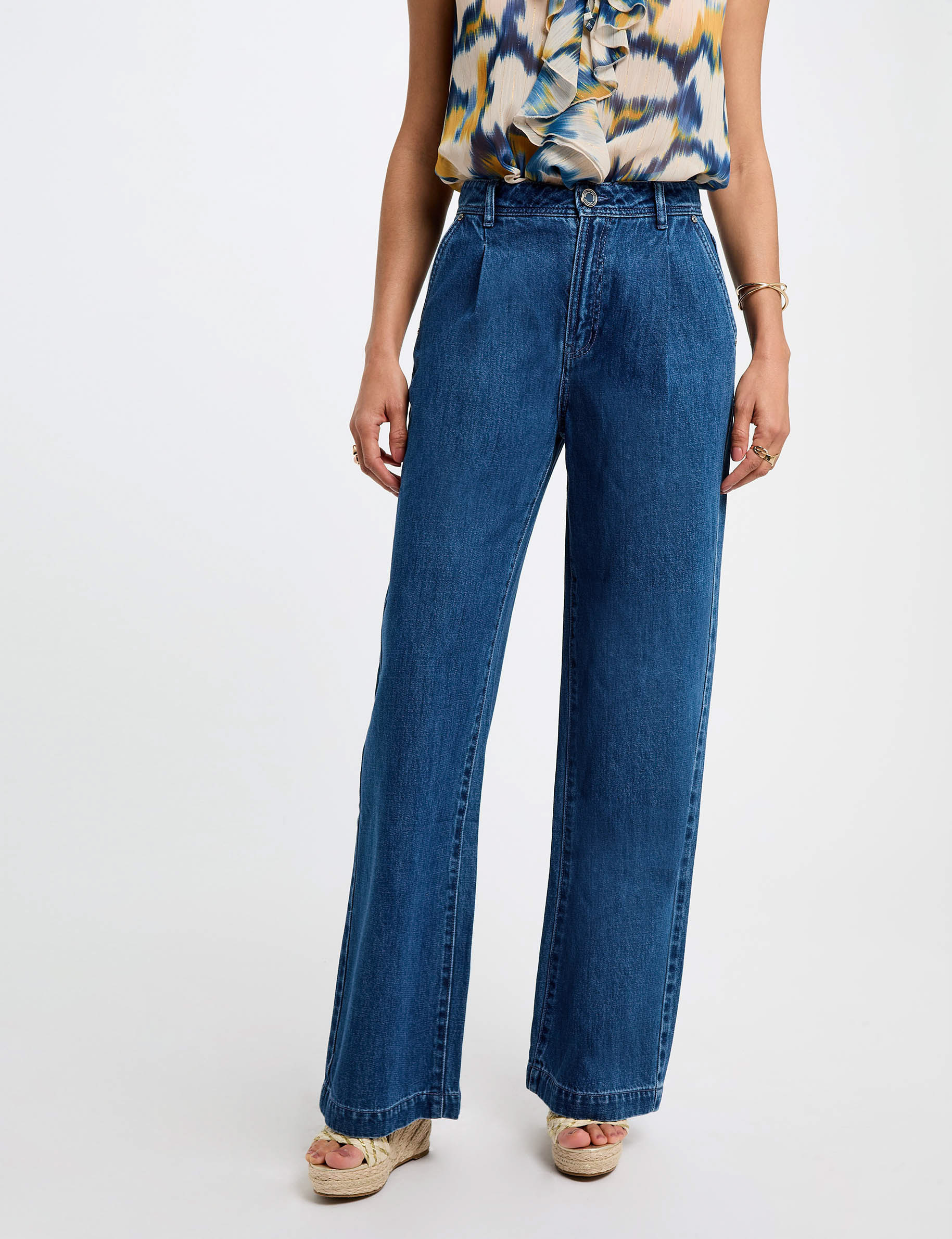 jeans large taille haute denim stone femme Jeans large taille haute denim stone femme