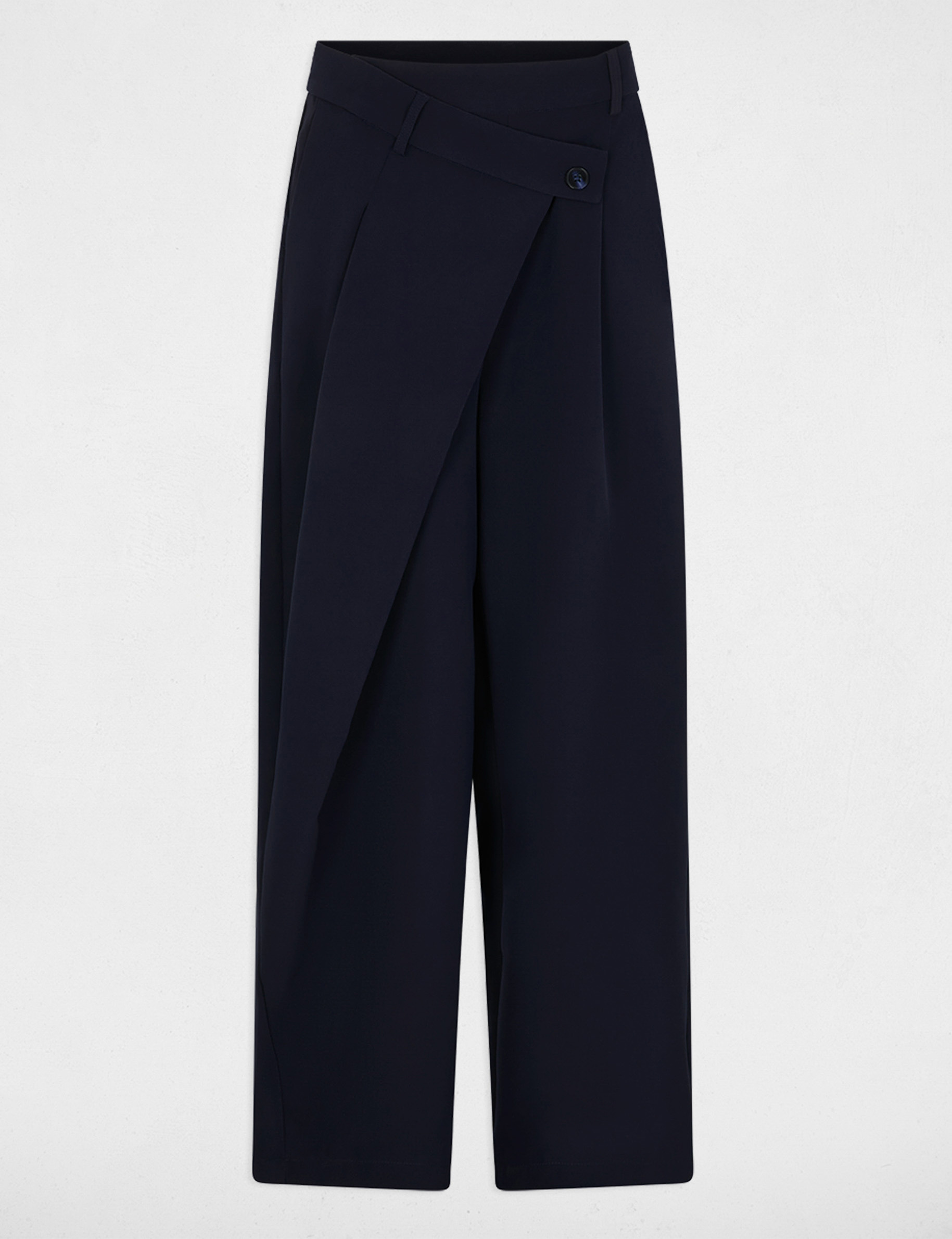 Hoge taille brede broek marineblauw vrouw