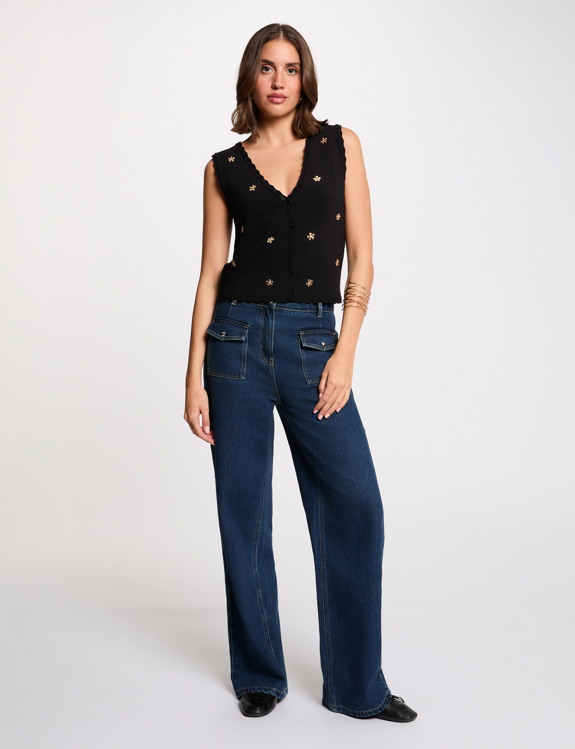 Gilet sans manches noir femme