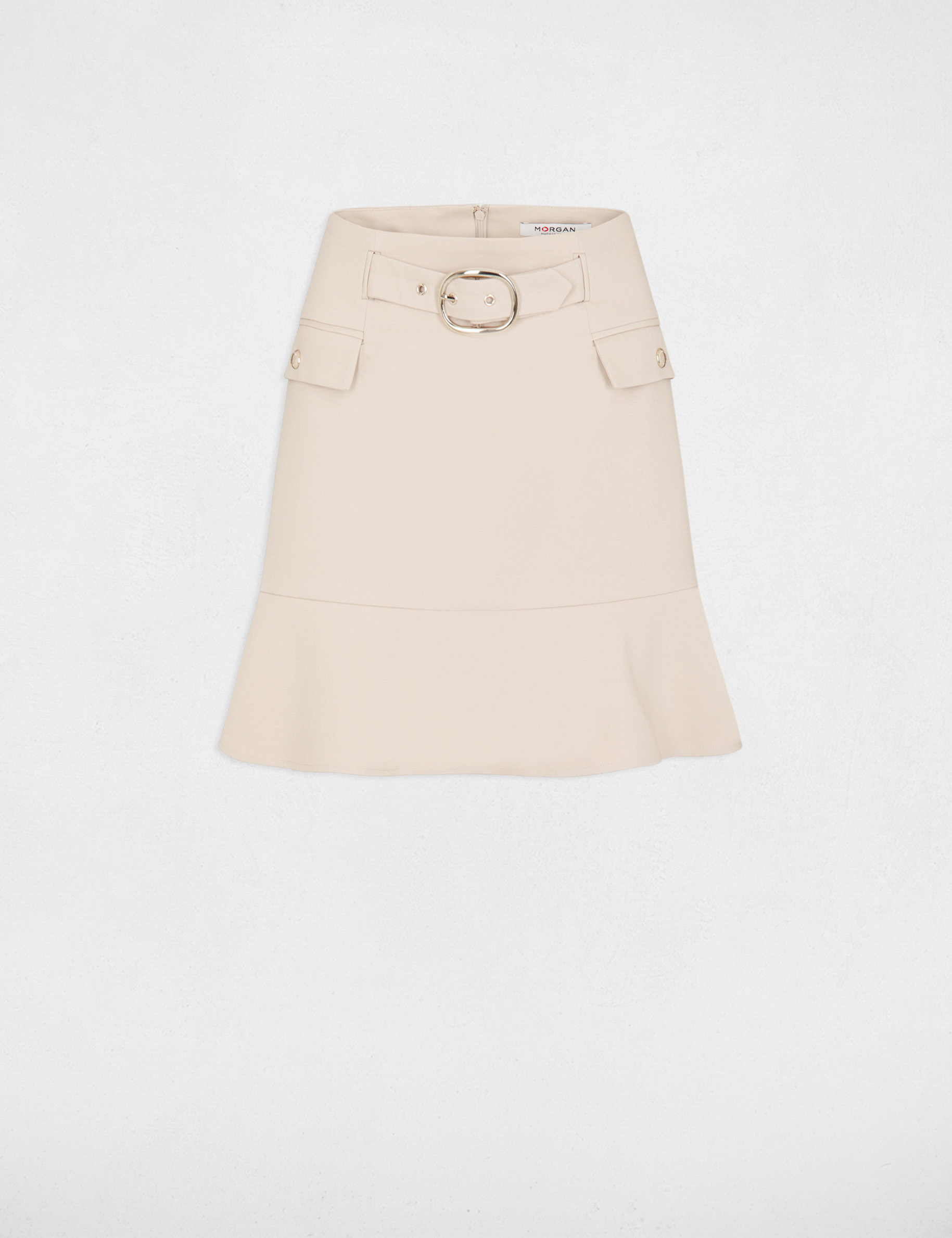 jupe courte avec boucle beige femme Jupe courte avec boucle beige femme
