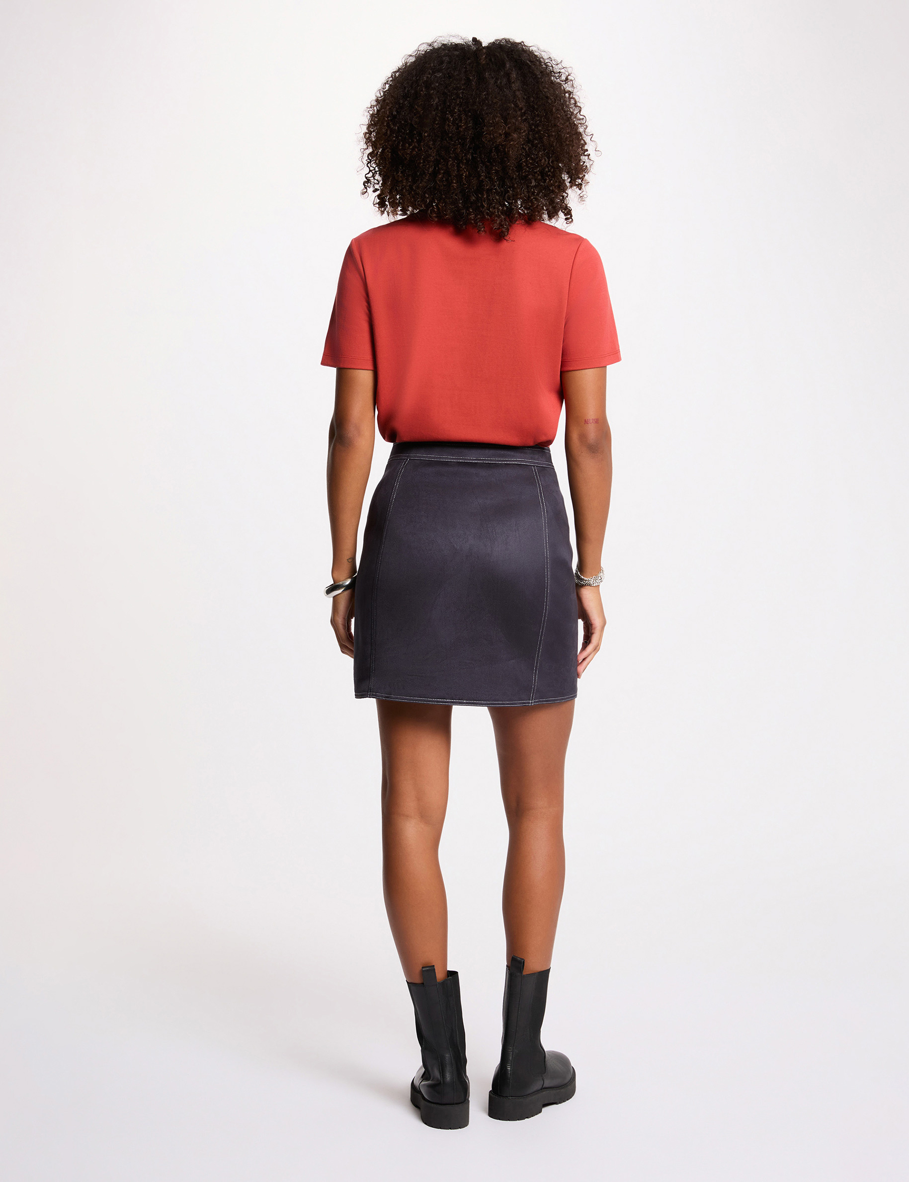 Jupe courte ajust&eacute;e bleu marine femme