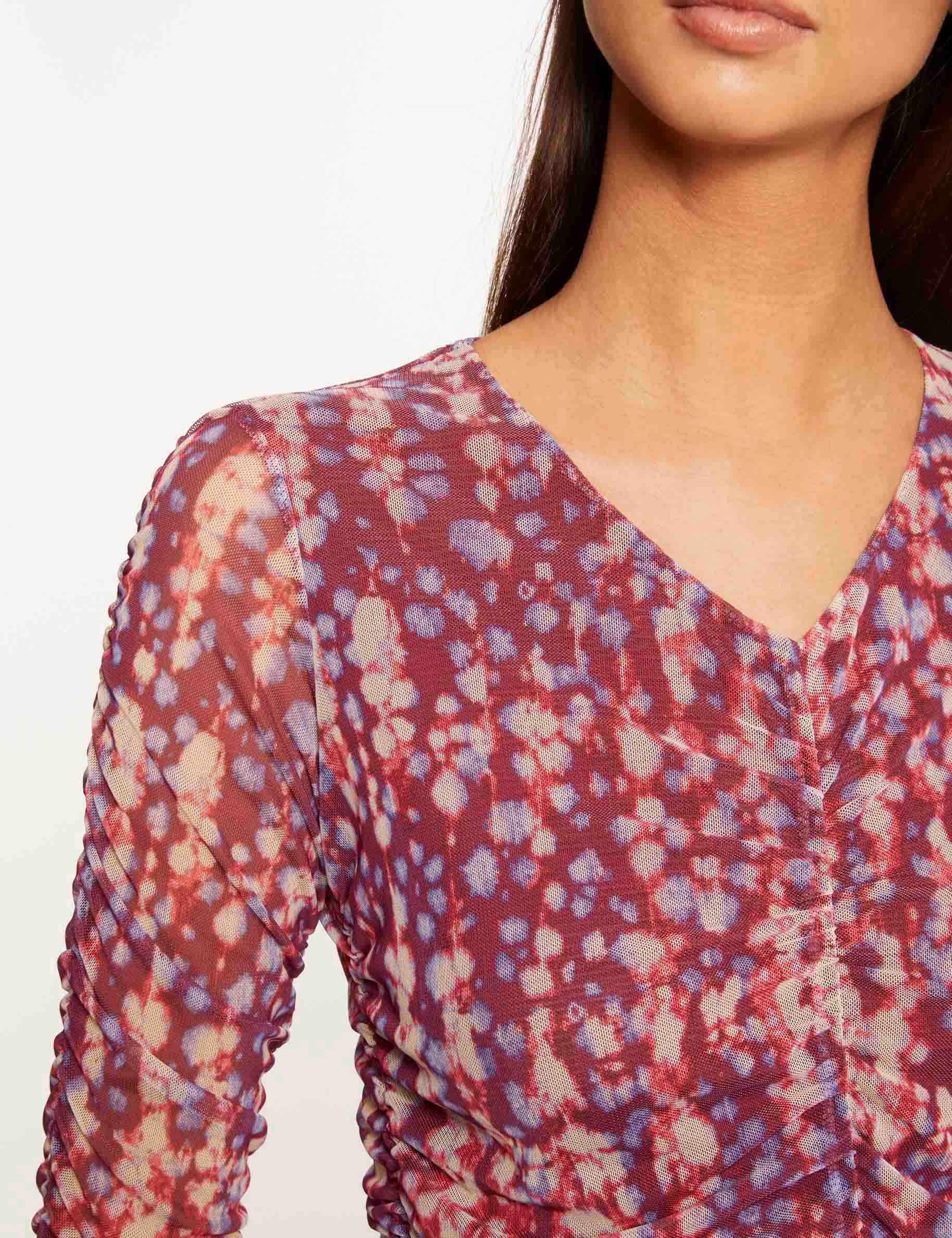 T-shirt met lange mouwen abstracte print meerkleurig vrouw