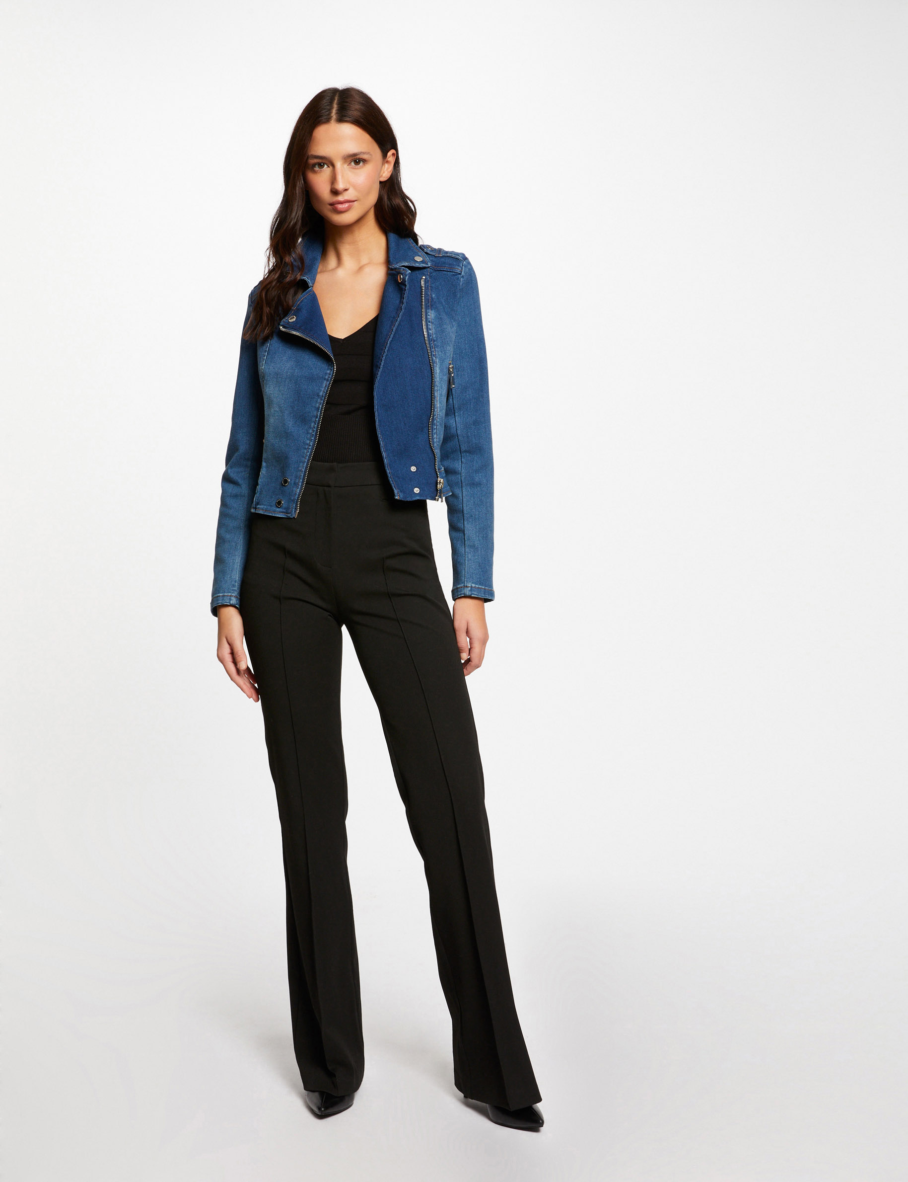 Spijkerjack met rits jean stone vrouw