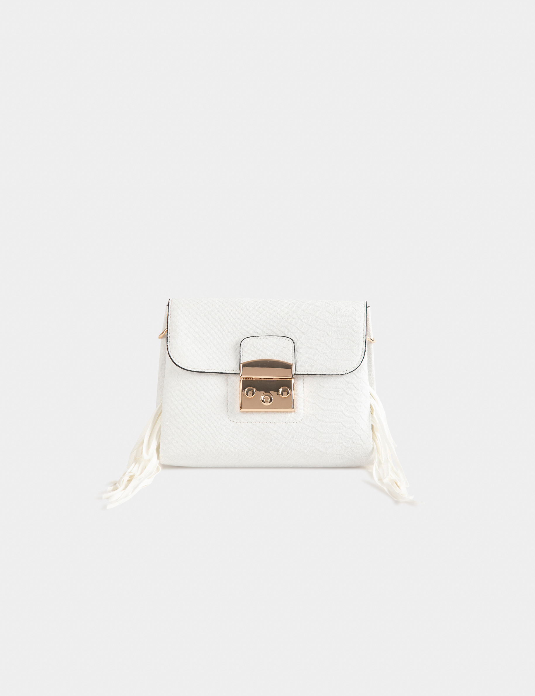 Sac pochette aspect python blanc femme