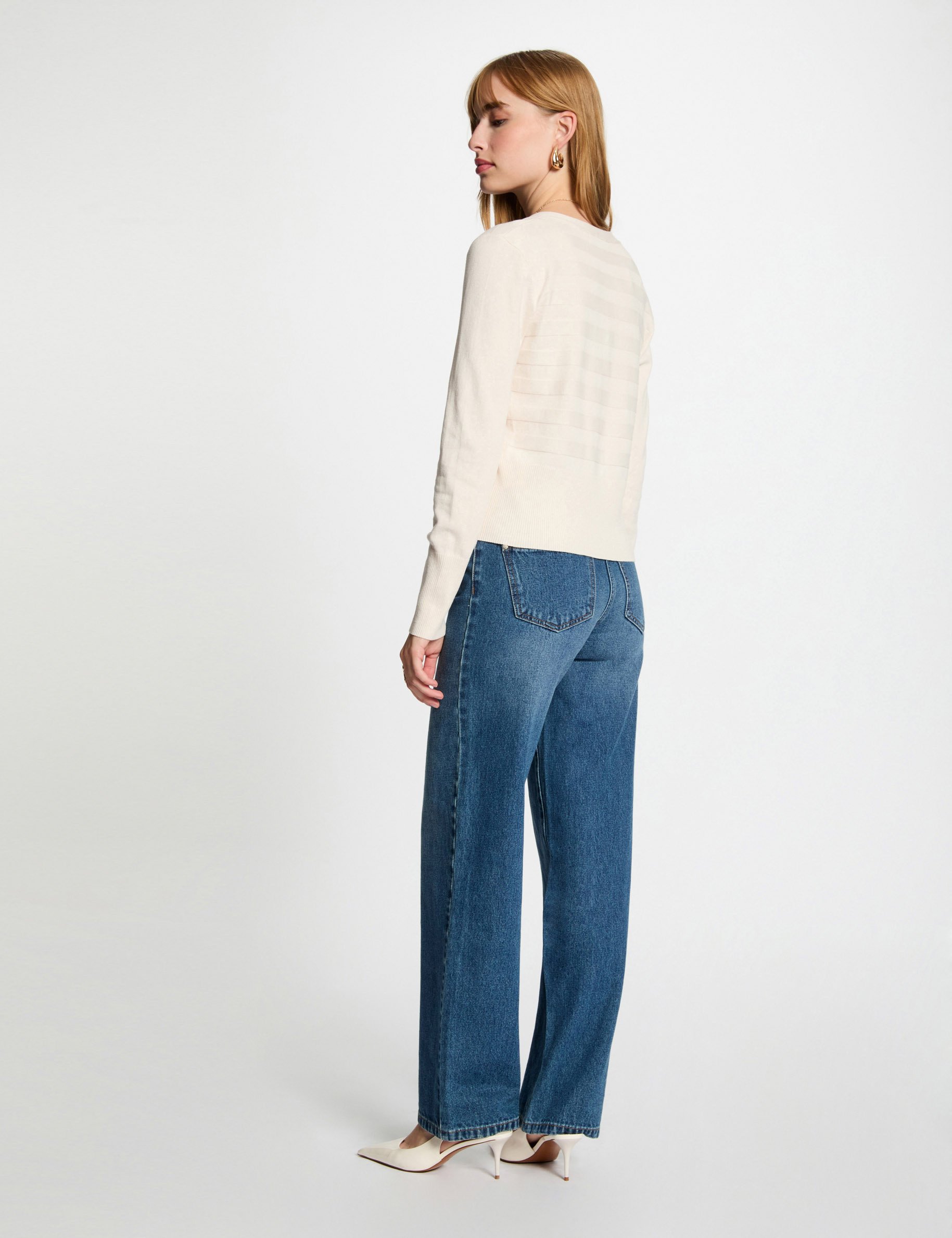 Gilet manches longues ivoire femme