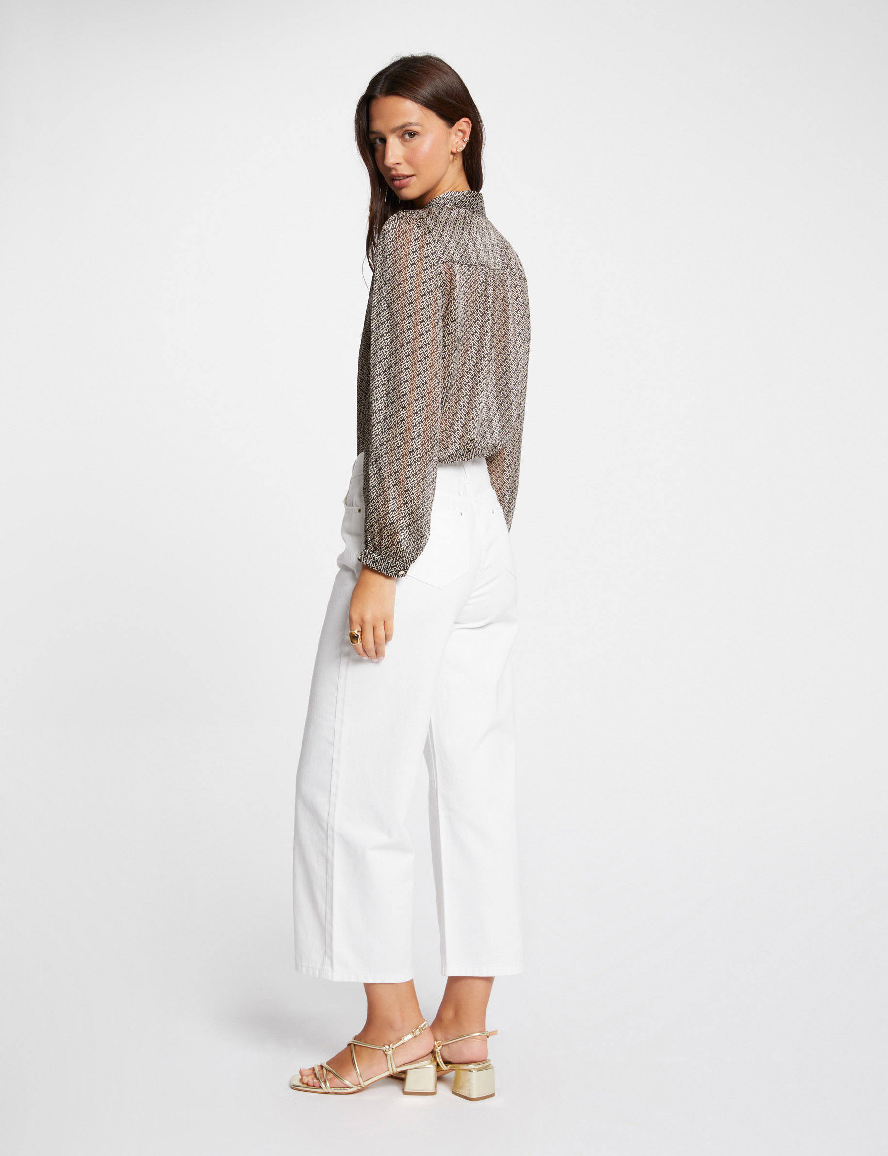 rechte jeans 78 ecru vrouw Rechte jeans 7/8 ecru vrouw