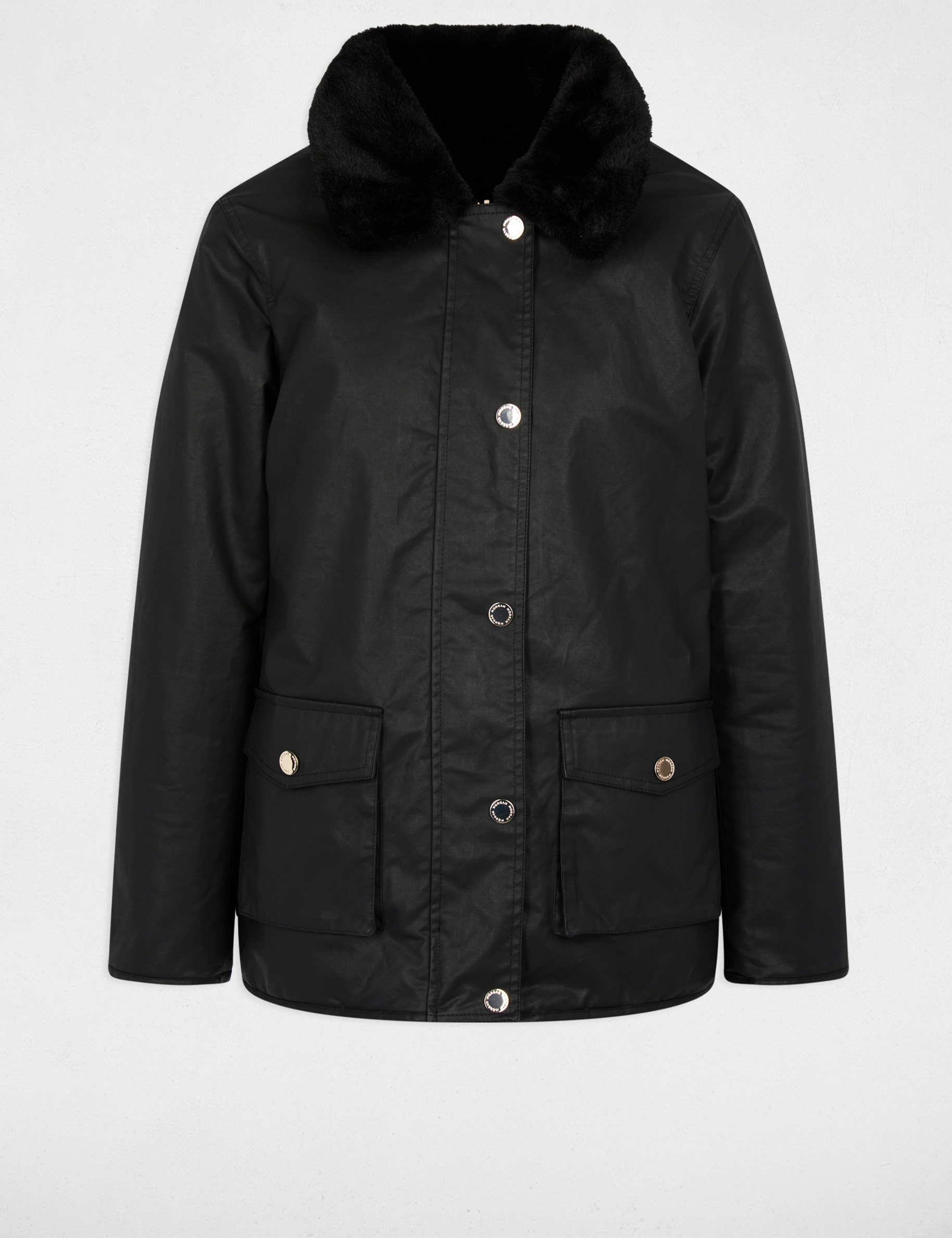 Parka enduite reversible noir femme