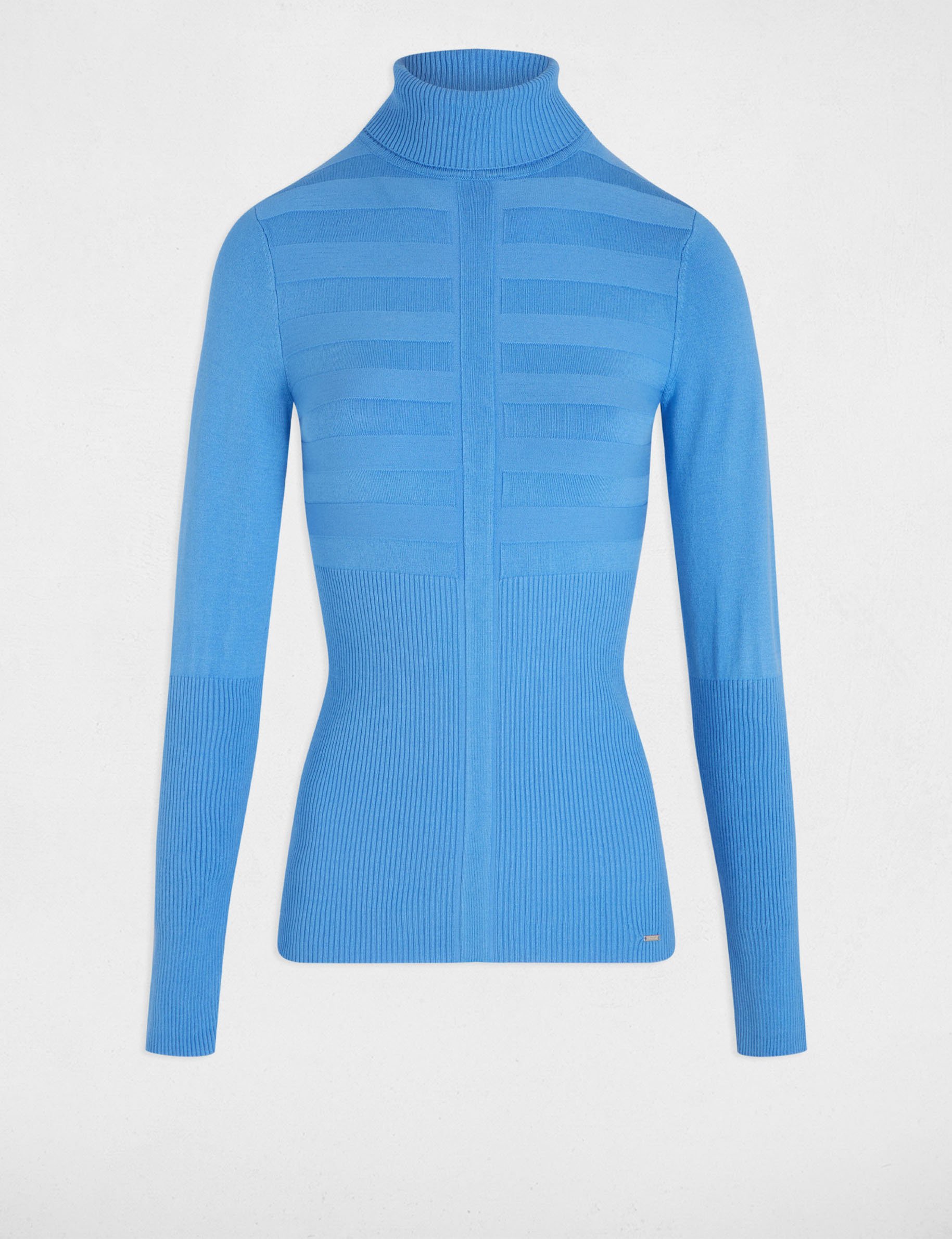 pull col roule ajuste bleu femme Pull col roulé ajusté bleu femme