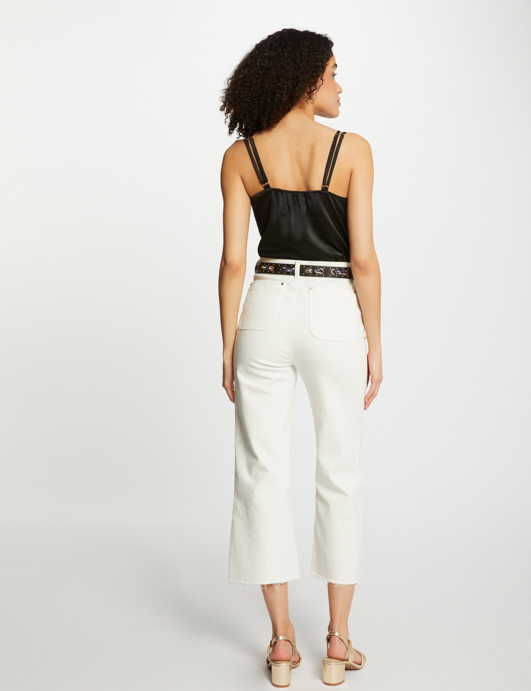 top satin a bretelles noir femme Top satin à bretelles noir femme