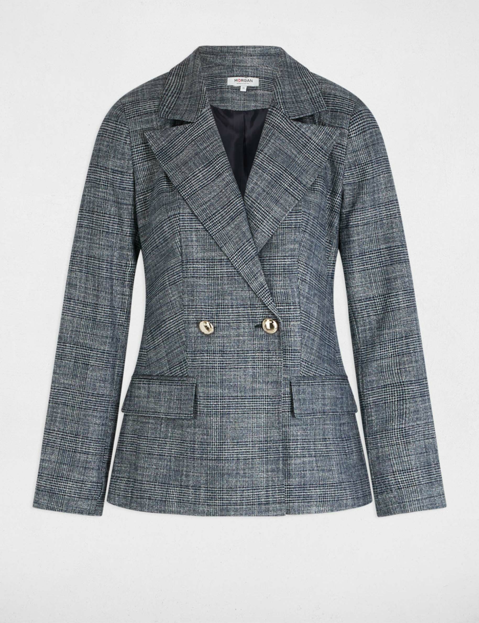 veste courte a carreaux bleu marine femme Veste courte à carreaux bleu marine femme