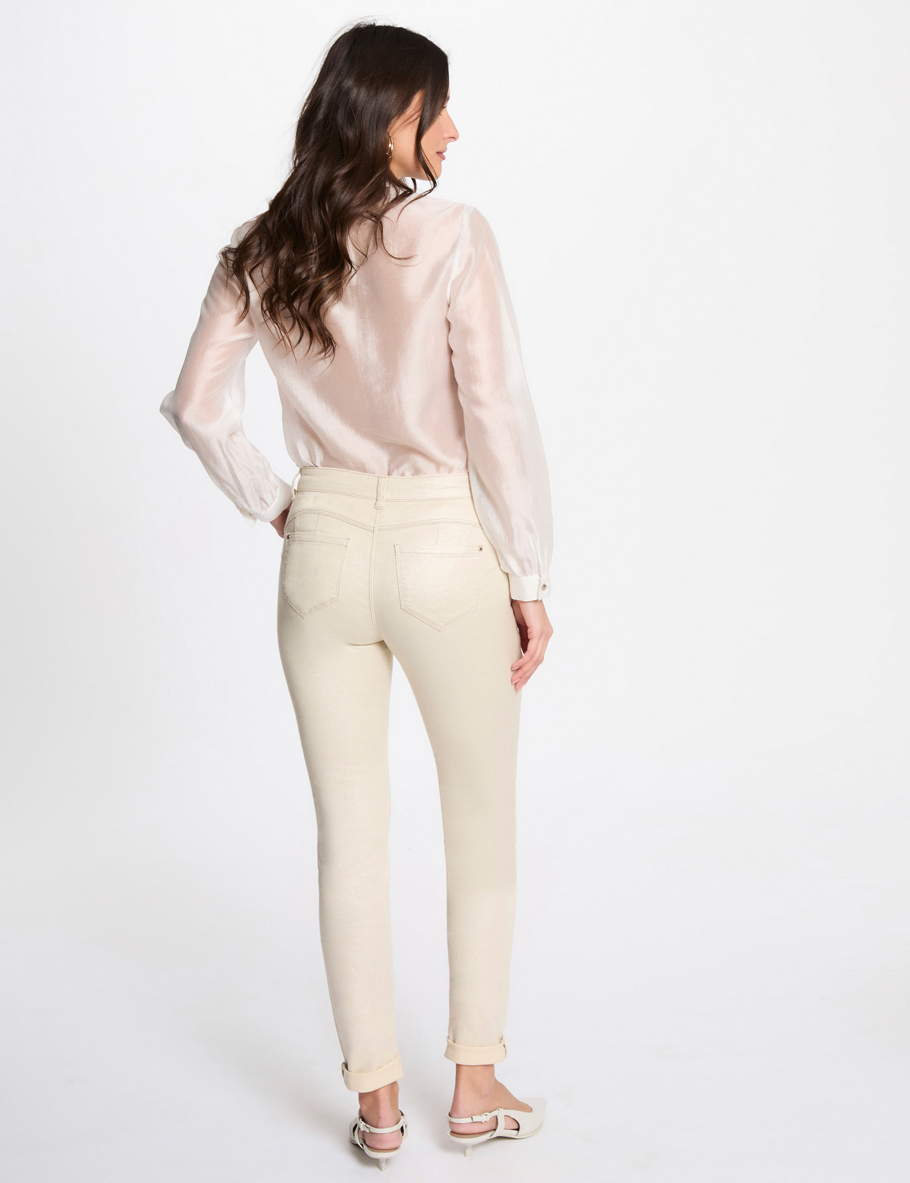 jeans slim irise ivoire femme Jeans slim irisé ivoire femme