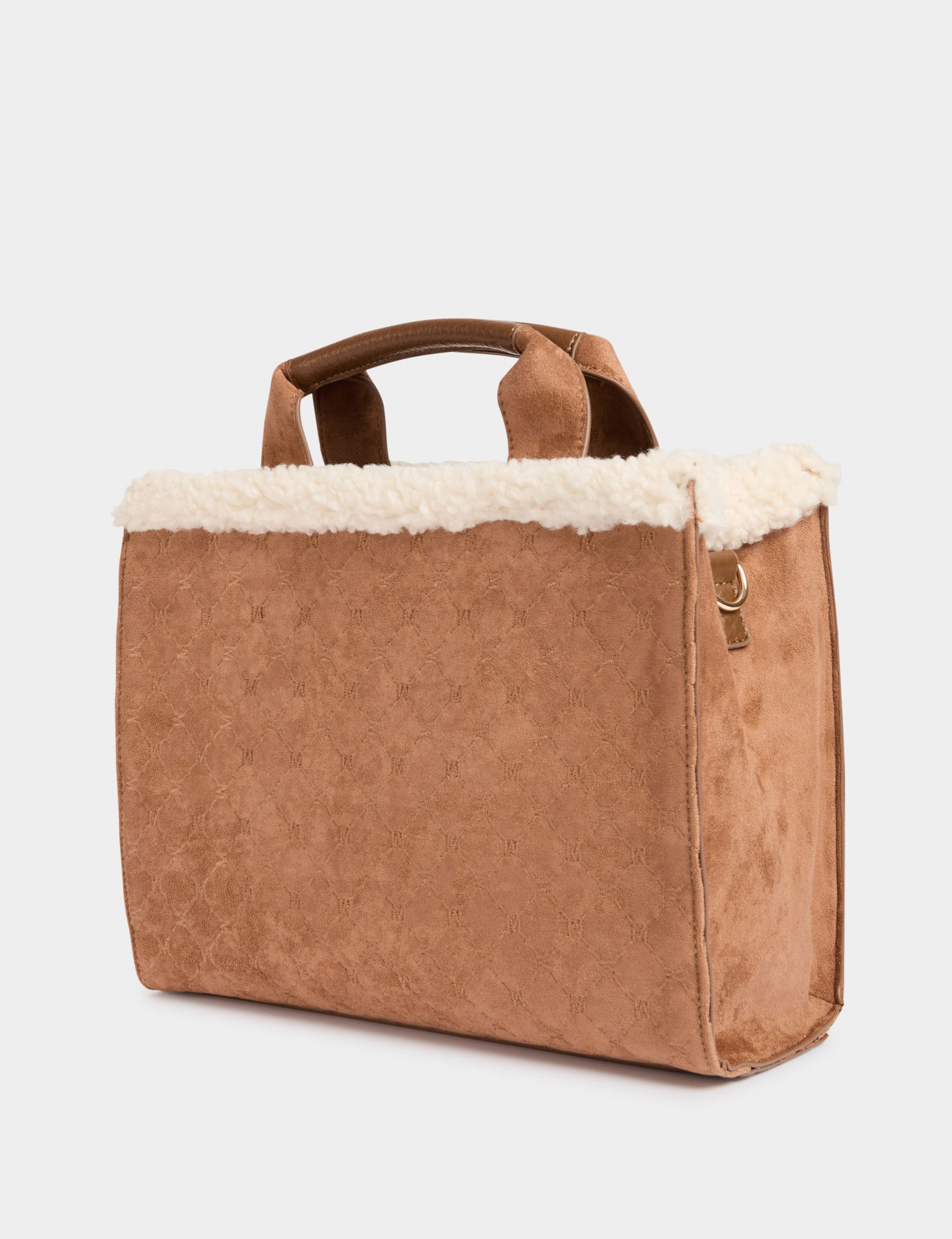 Suèdelook tas met monogram camel vrouw