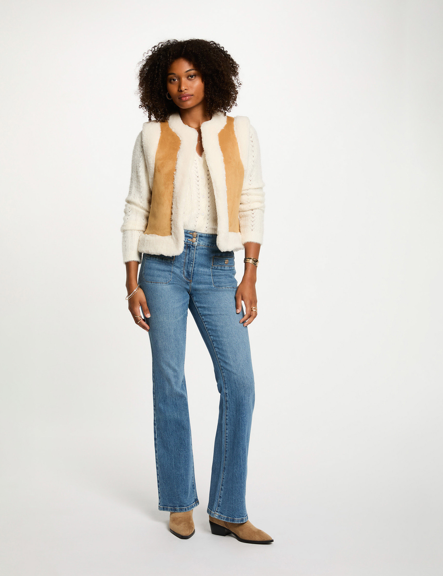 veste droite sans manches camel femme Veste droite sans manches camel femme