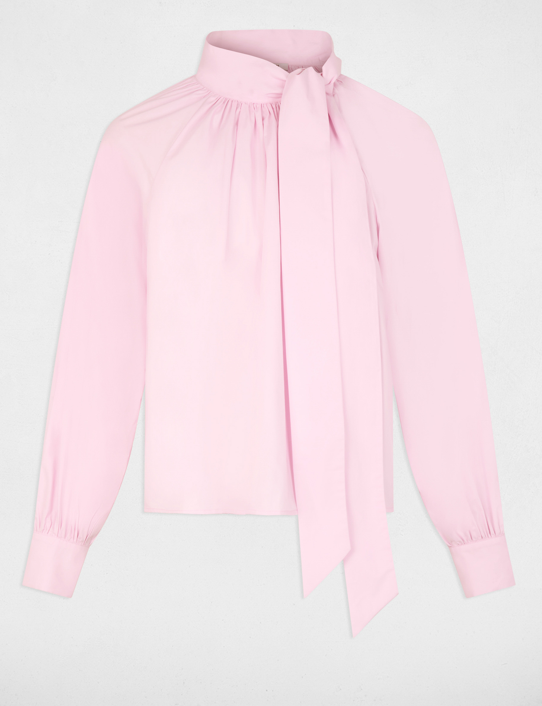 Blouse col lavalli&egrave;re rose femme