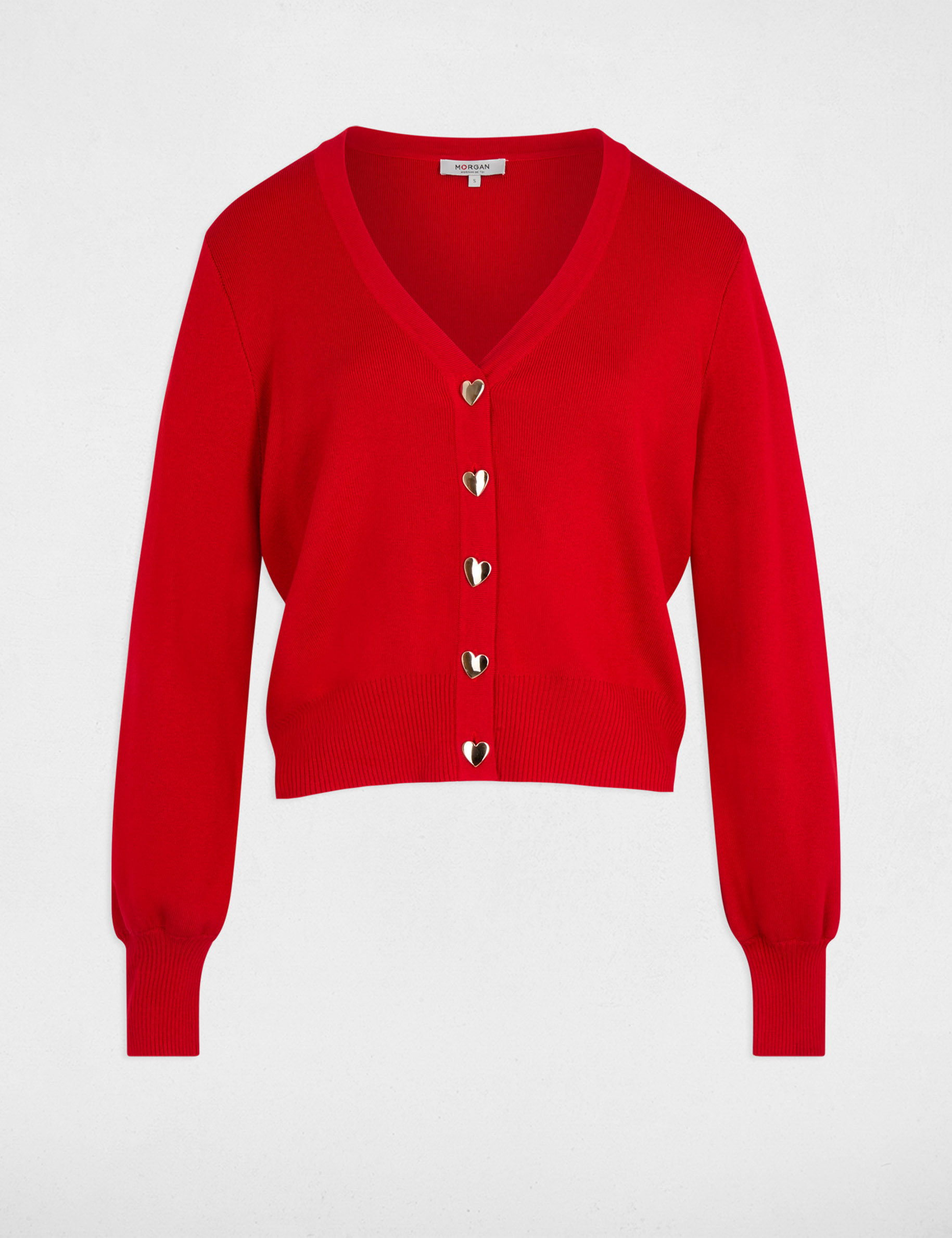 Gilet ajust&eacute; col v rouge femme