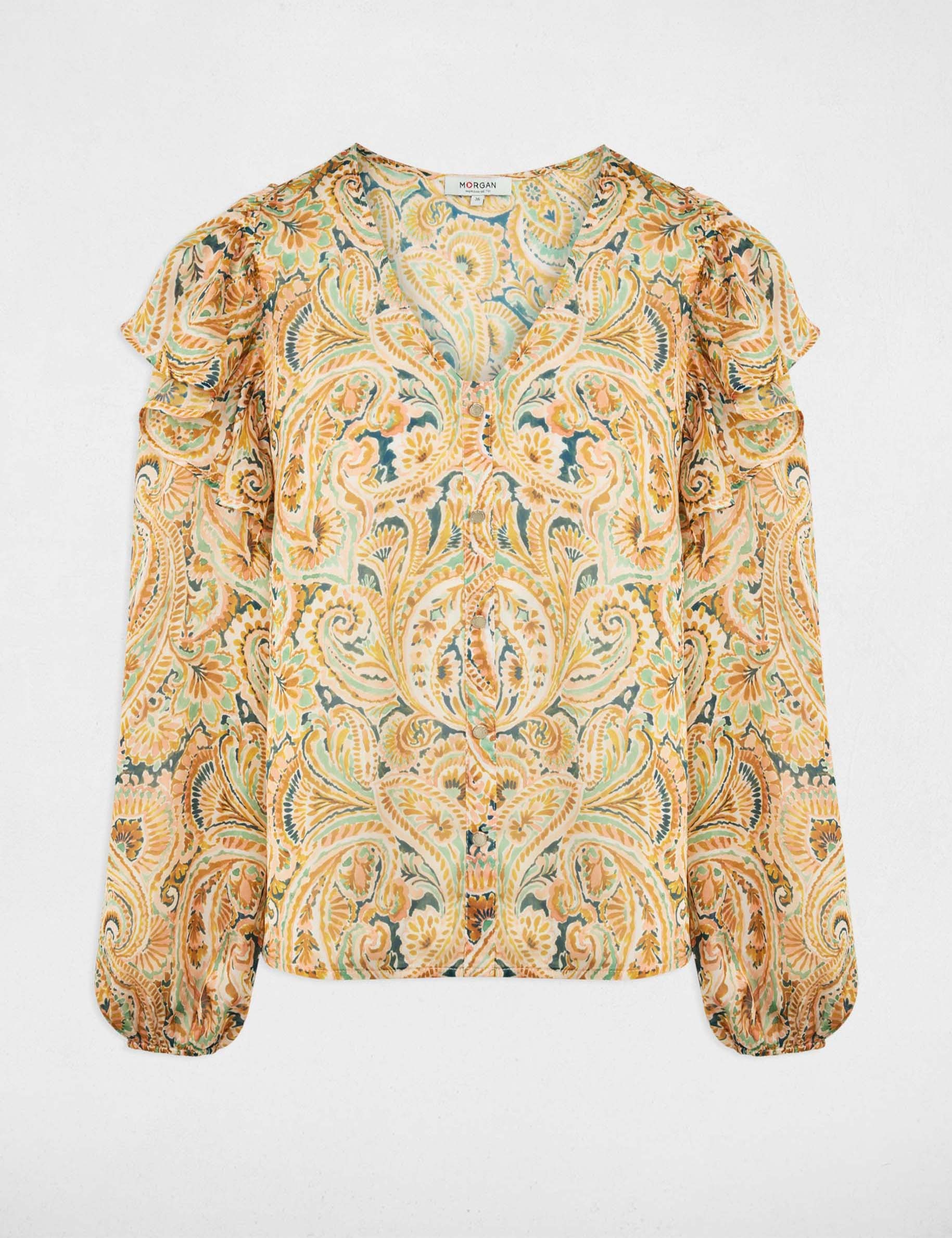 Getailleerd V-hals overhemd meerkleurig vrouw