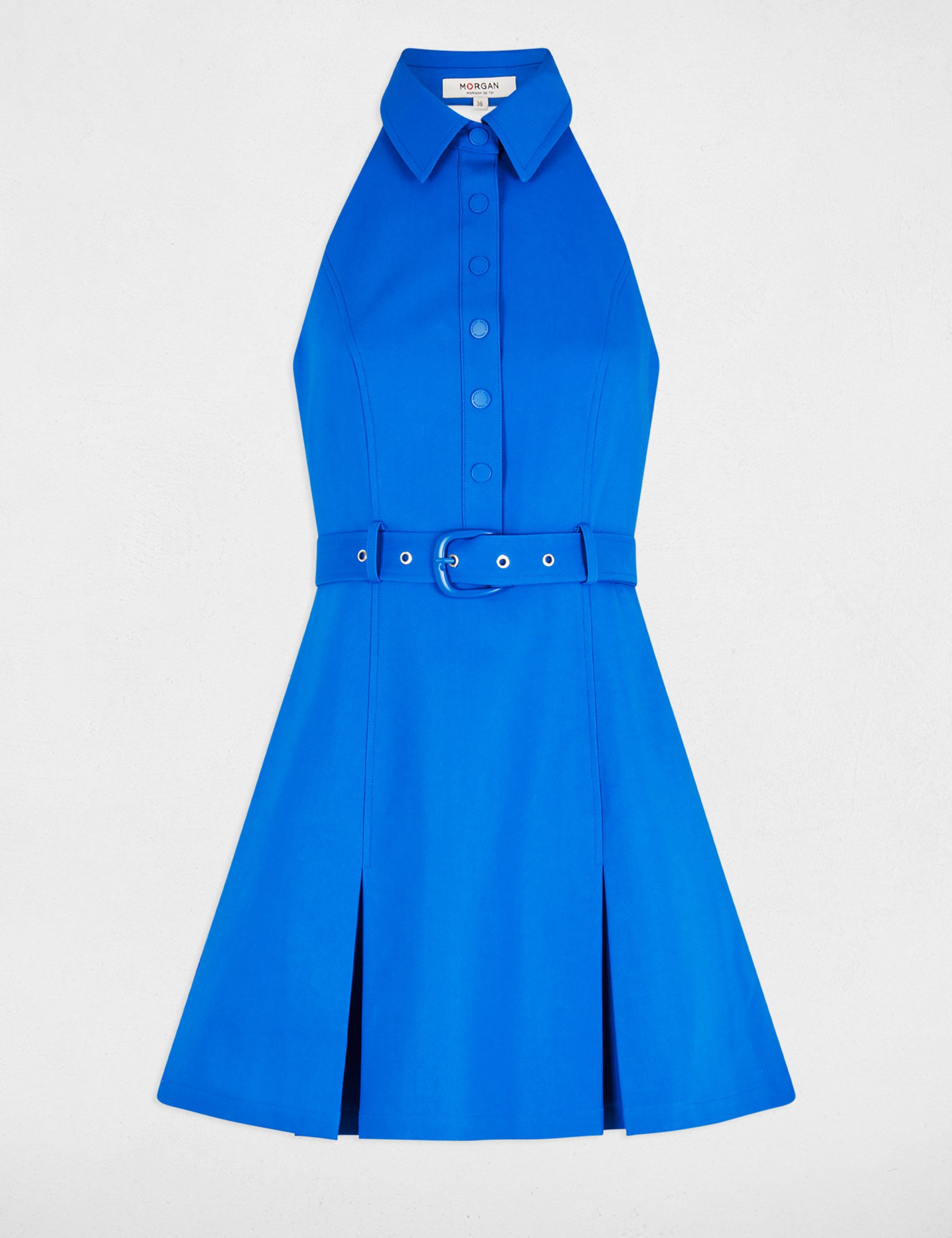 robe courte ajustee plis bleu electrique femme Robe courte ajustée plis bleu electrique femme