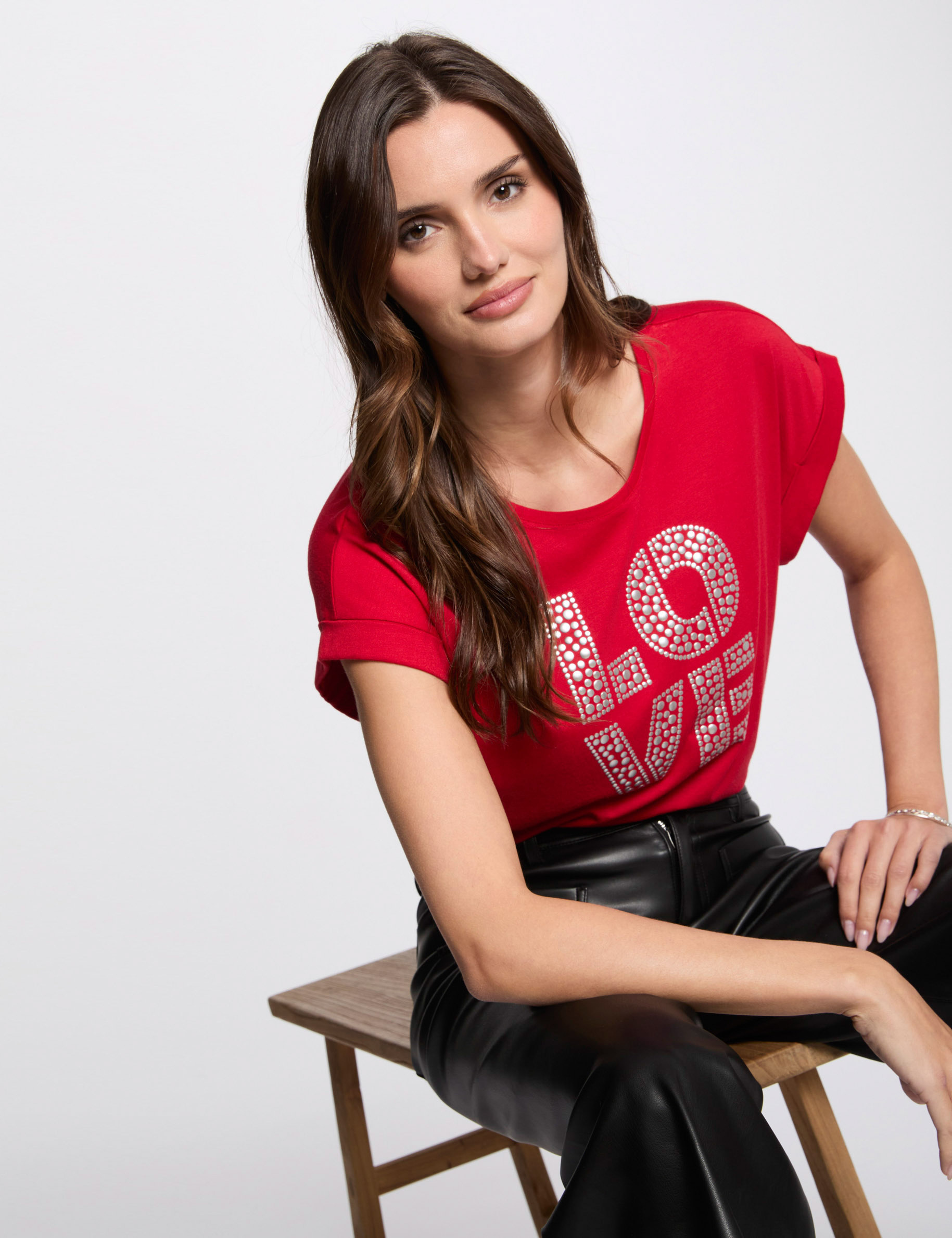 t shirt a inscription rouge femme T-shirt à inscription rouge femme
