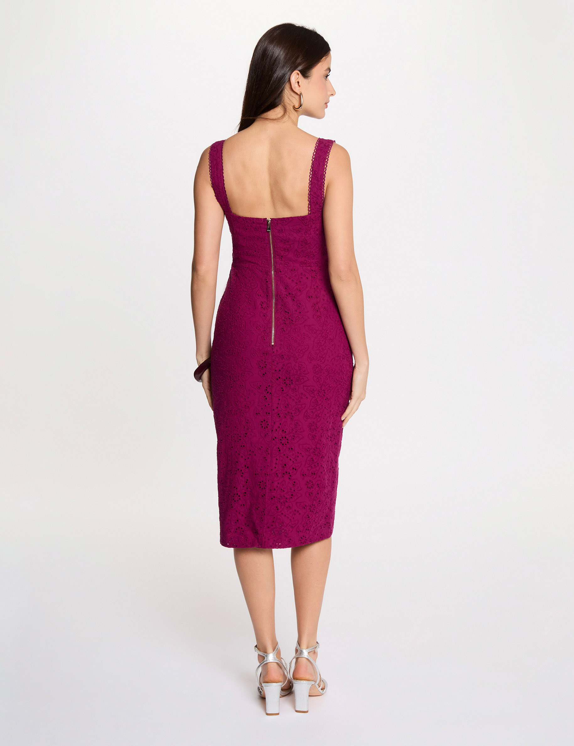 Jurk met Engelse borduursels pruim vrouw