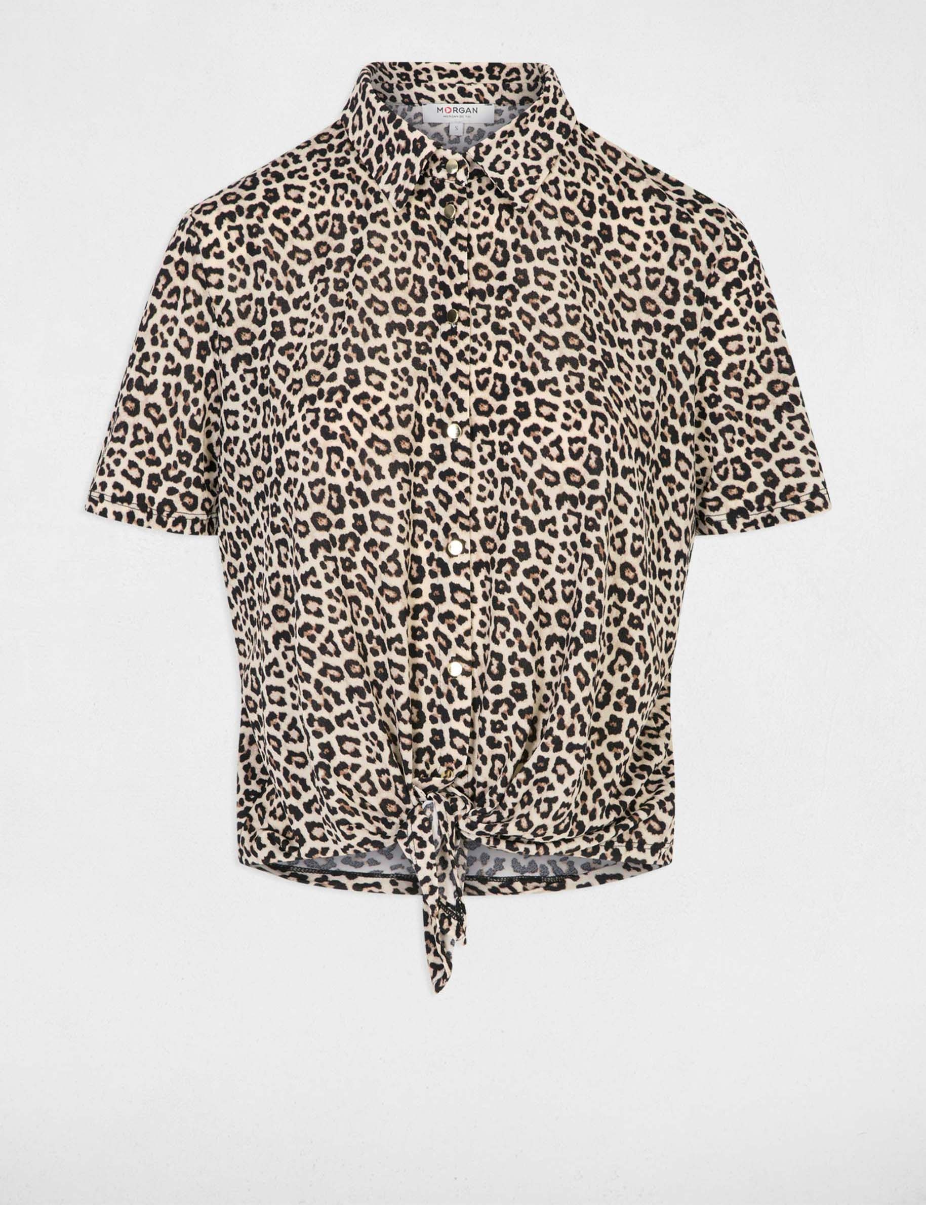 Geknoopte blouse met reverskraag meerkleurig vrouw