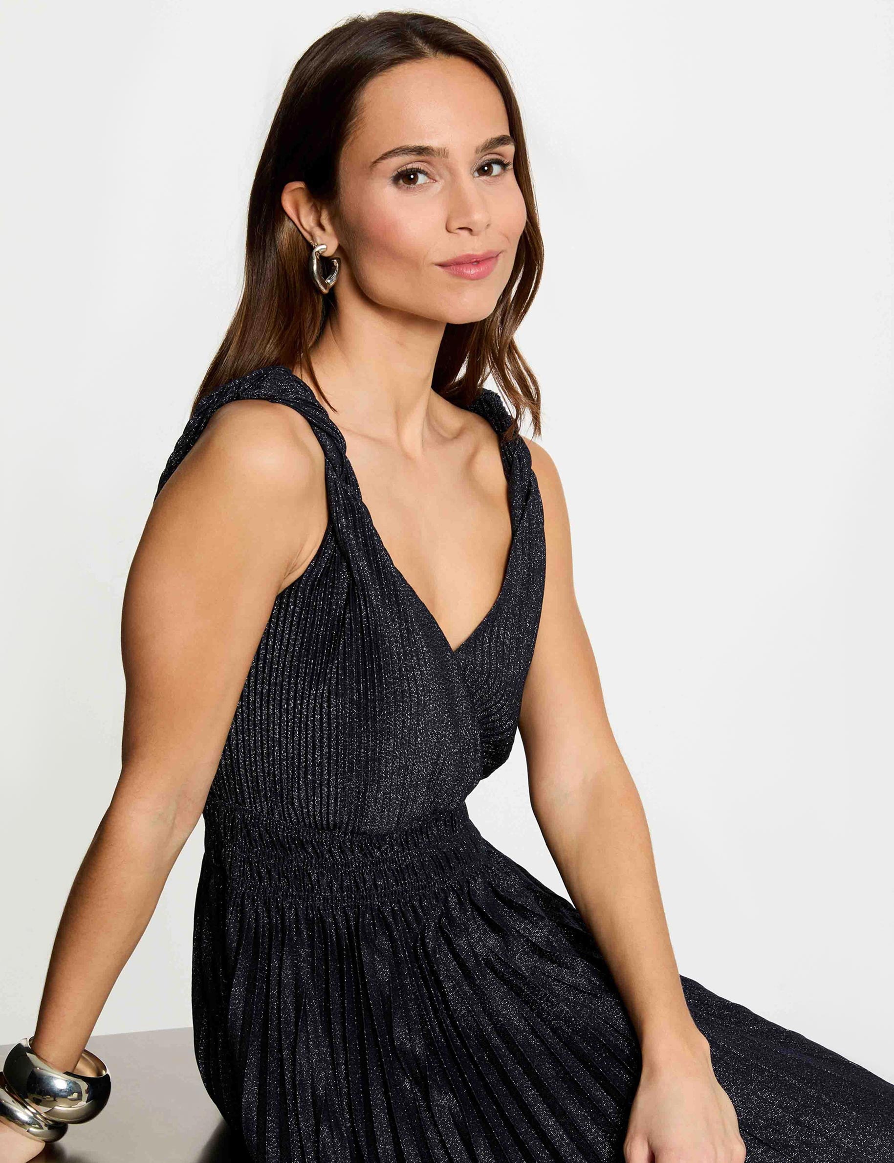 Lange wikkeljurk marineblauw vrouw