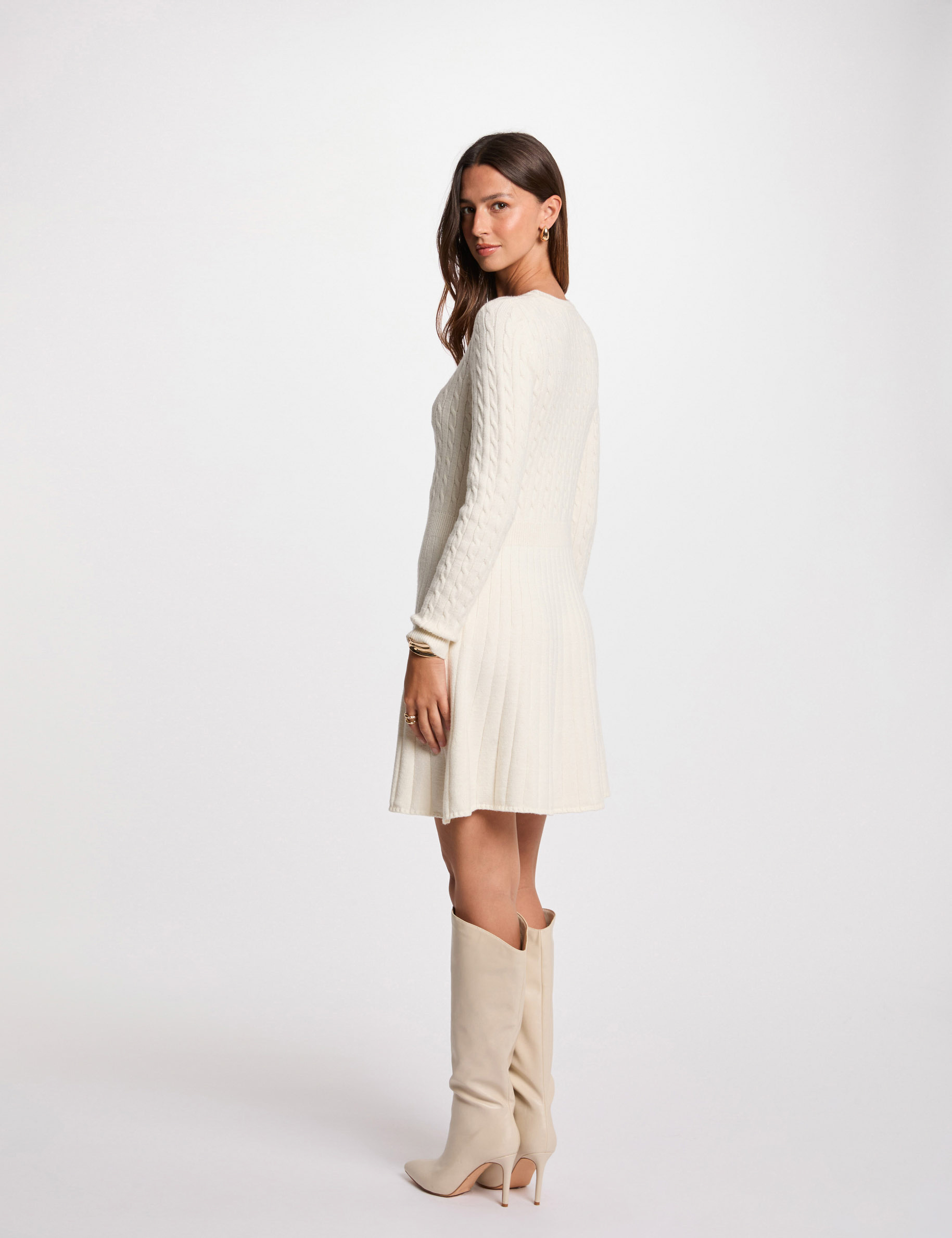 robe tricot courte patineuse ivoire femme Robe tricot courte patineuse ivoire femme